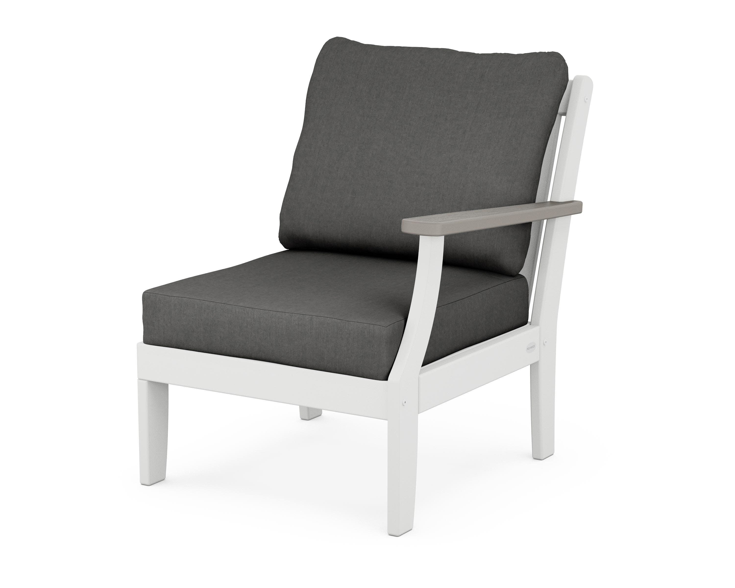Braxton Modular Right Arm Chair in White / Driftwood / Spectrum Carbon
