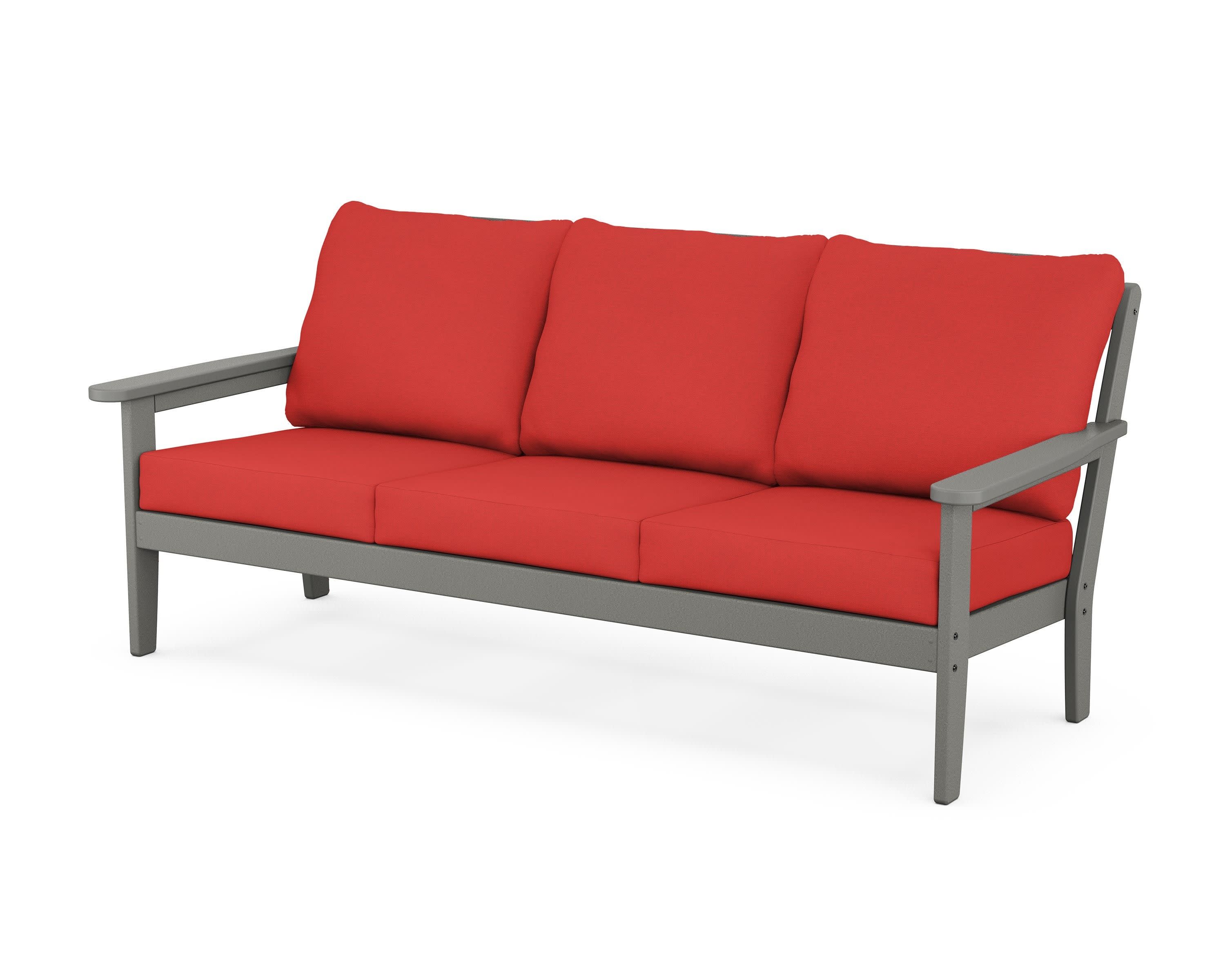 Cottage Deep Seating Sofa in Slate Grey / Crimson Linen