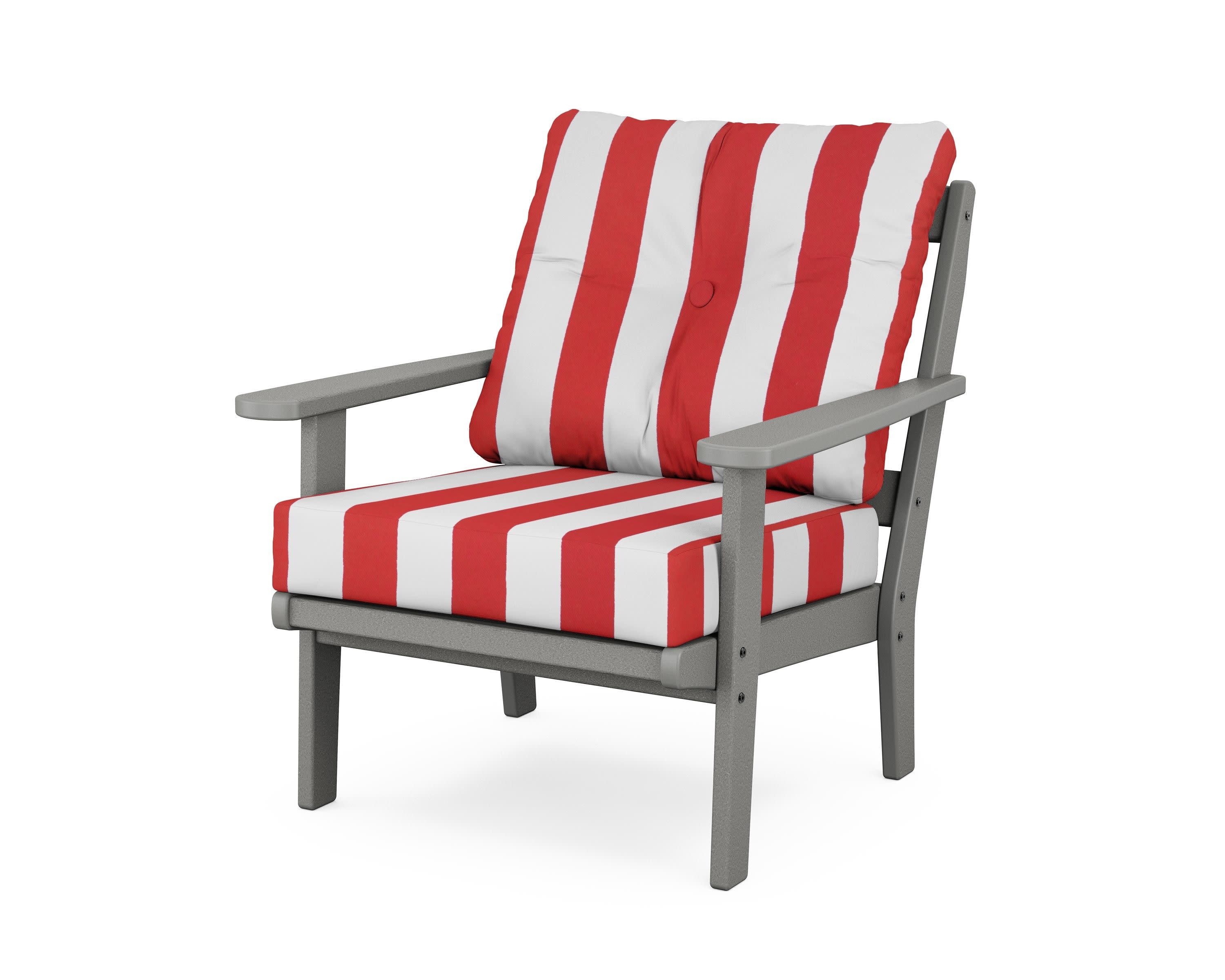 Mission Deep Seating Chair in Slate Grey / Cabana Stripe Crimson