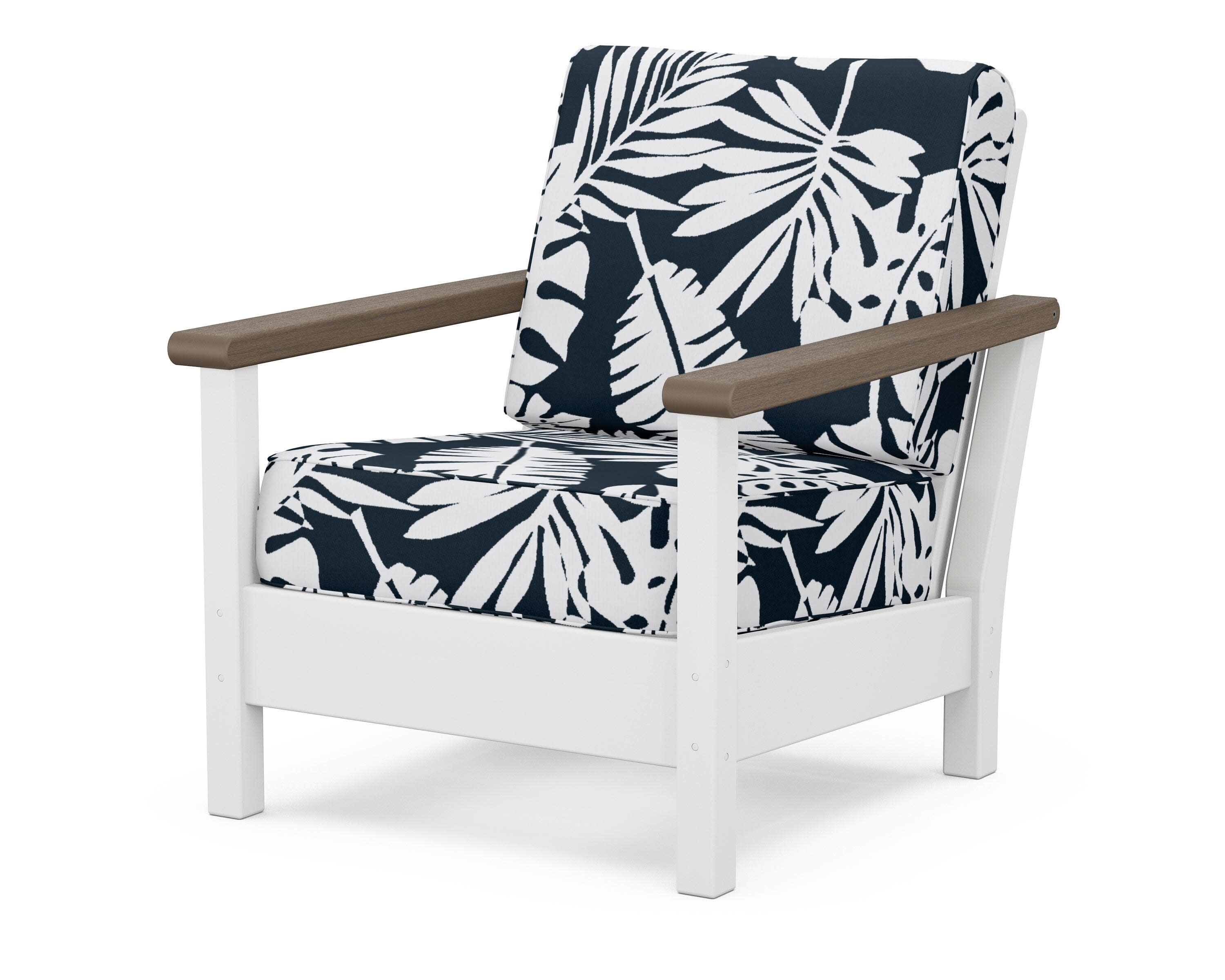 Harbour Deep Seating Chair in White / Kona / Leaf Marine Indigo