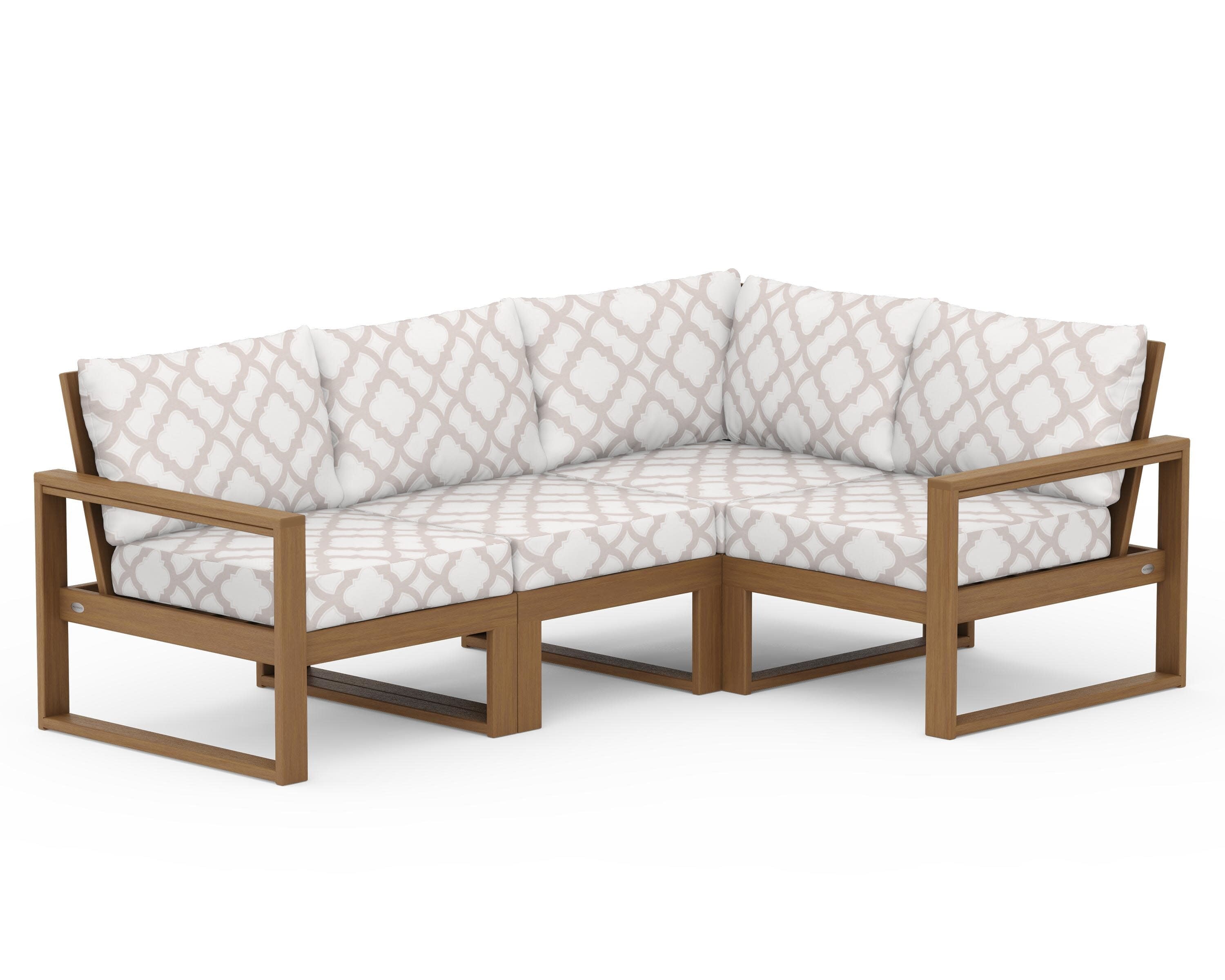 EDGE 4-Piece Modular Deep Seating Set in Natural / Trellis Dune Burlap