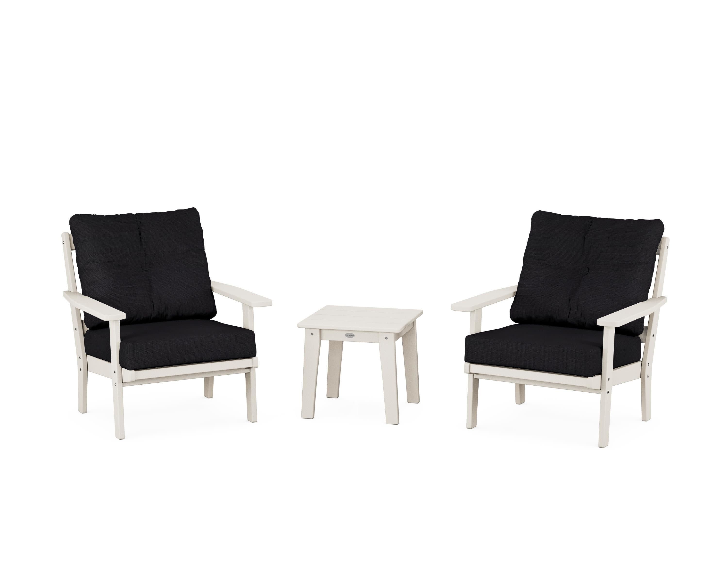 Oxford 3-Piece Deep Seating Set in Sand / Midnight Linen