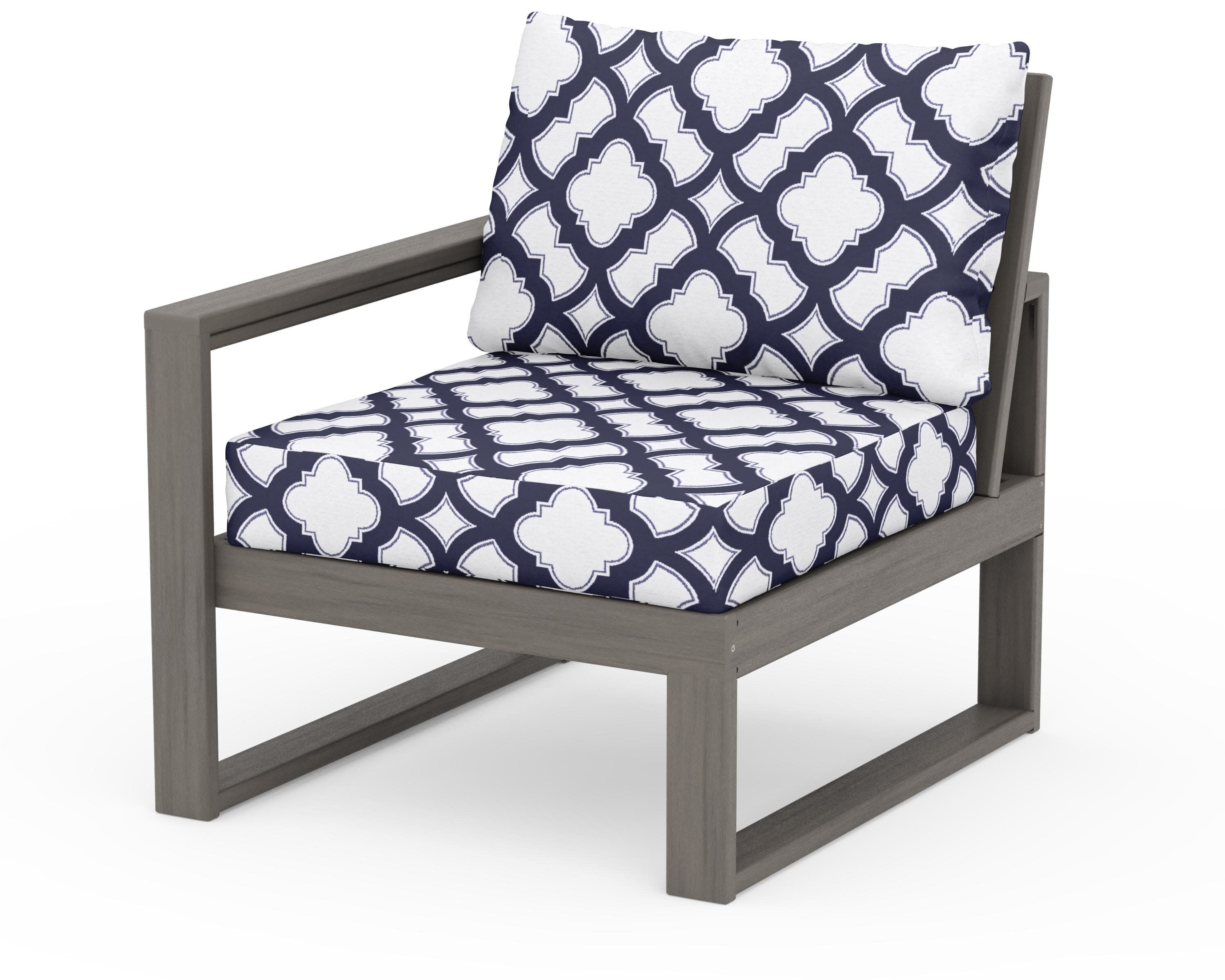 EDGE Modular Left Arm Chair in Driftwood / Trellis Navy