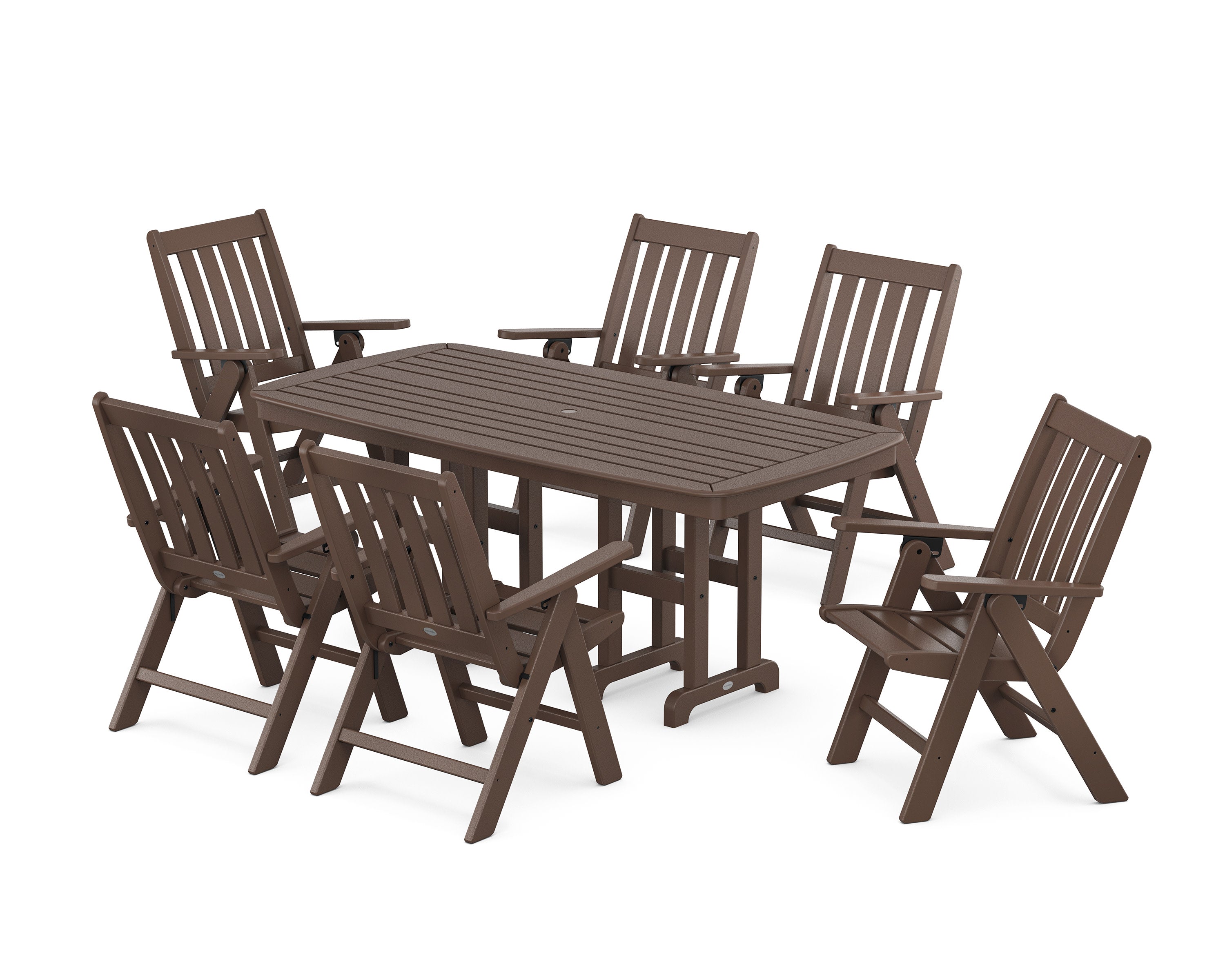 Vineyard Folding Chair 7-Piece Dining Set in Mahogany