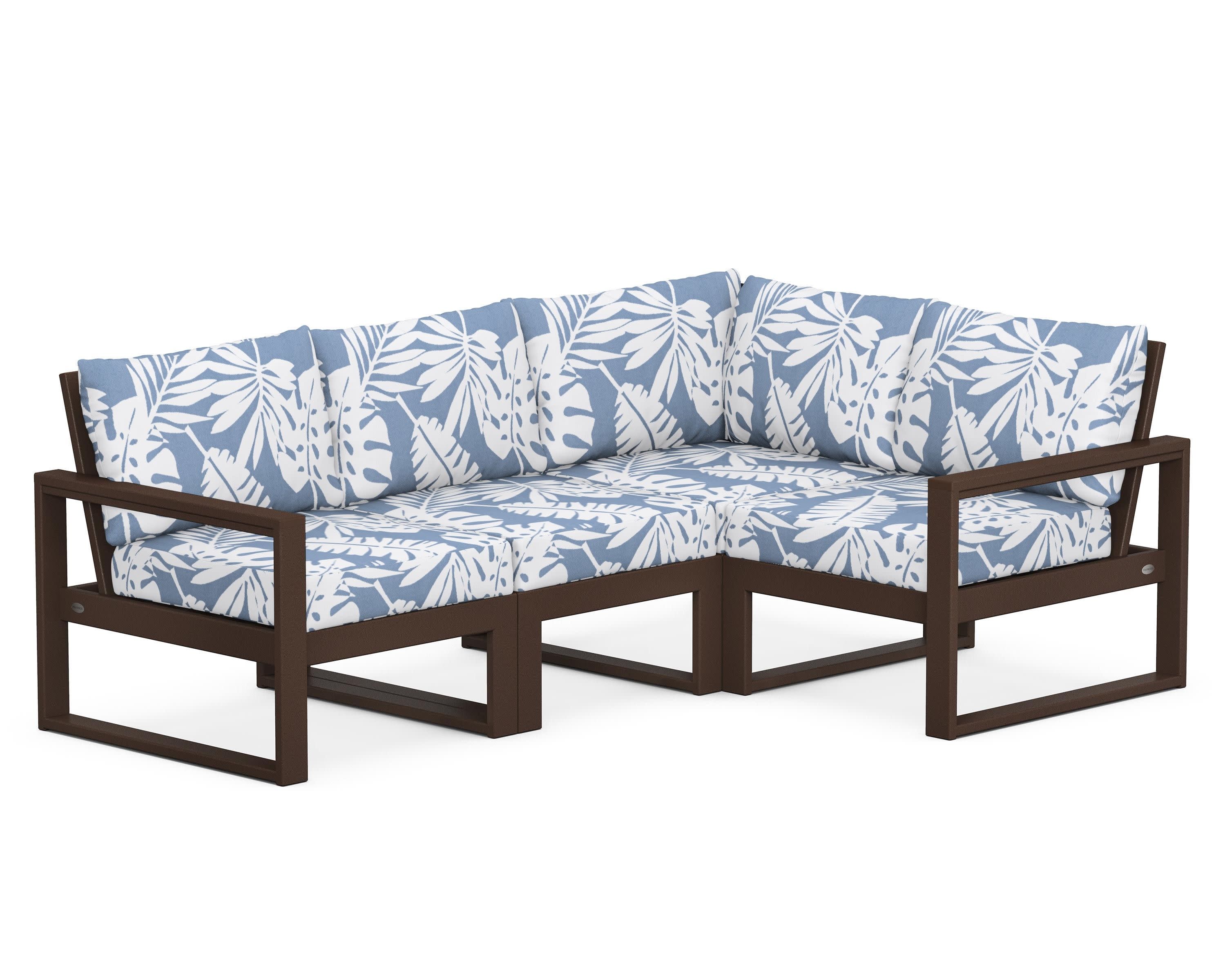 EDGE 4-Piece Modular Deep Seating Set in Mahogany / Leaf Sky Blue