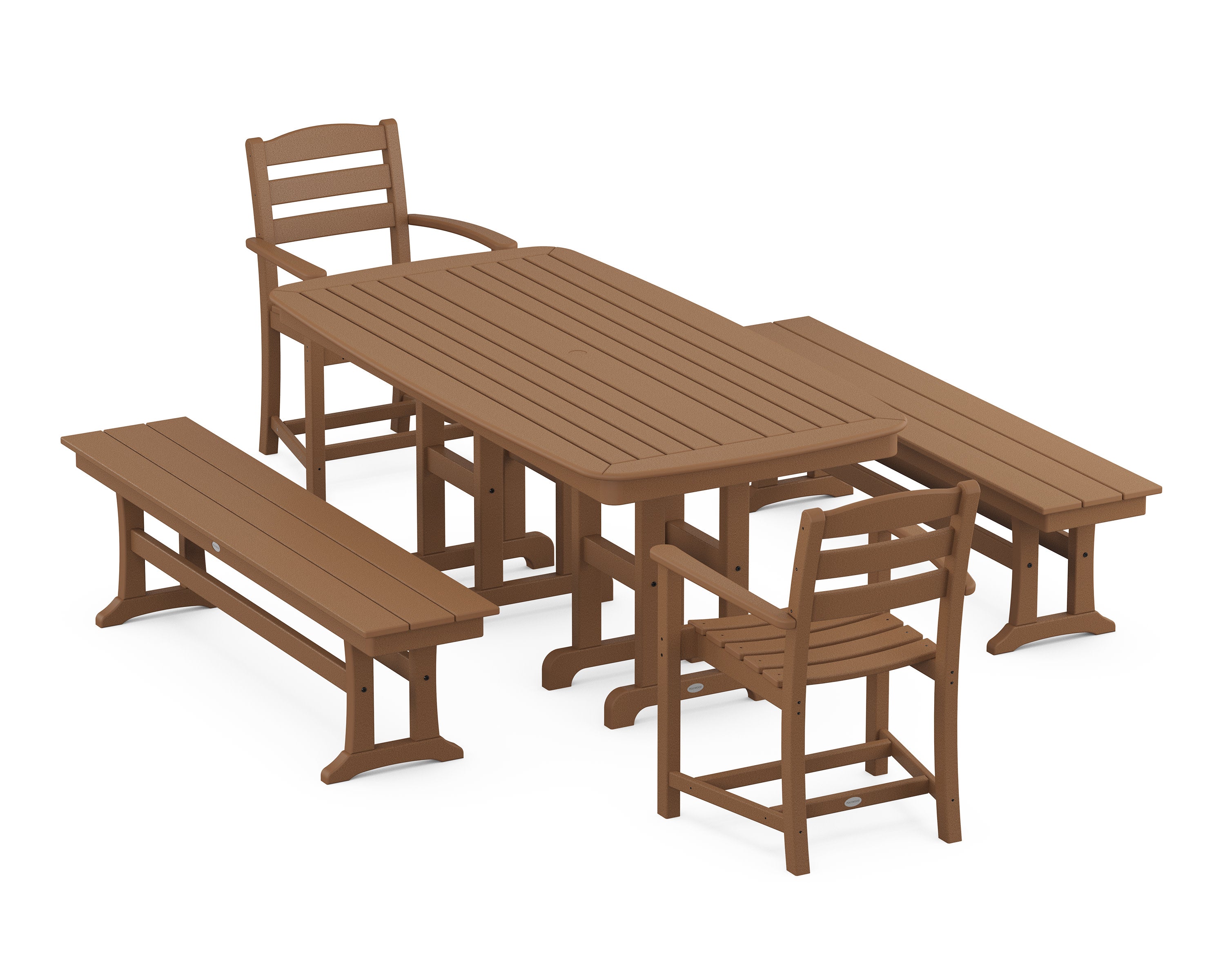 La Casa Caf 5-Piece Dining Set with Benches in Teak