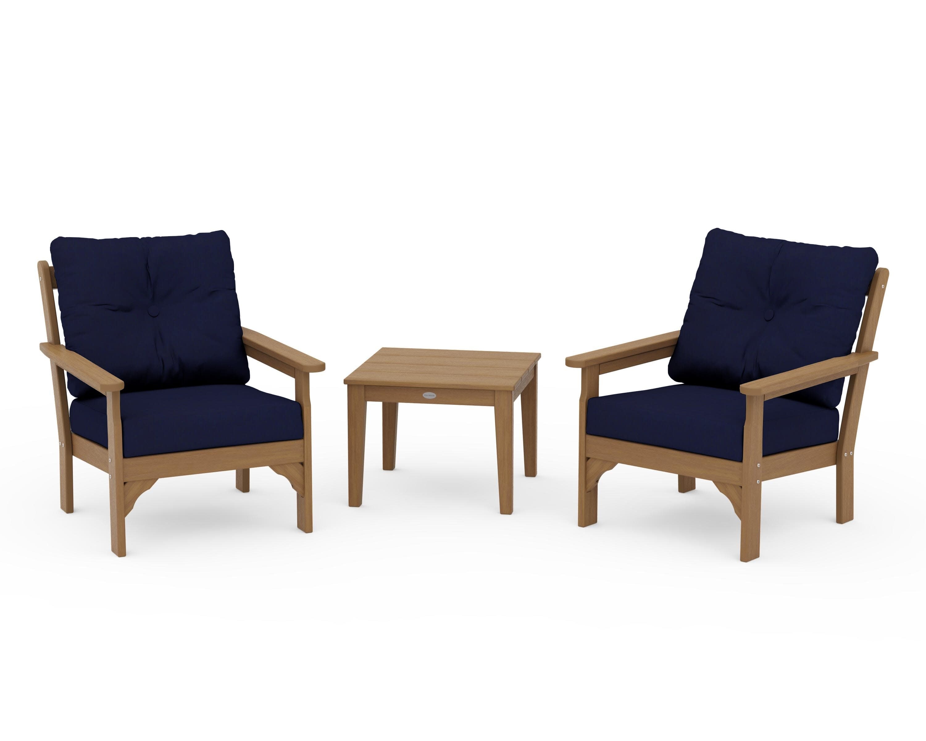 Vineyard 3-Piece Deep Seating Set in Natural / Navy