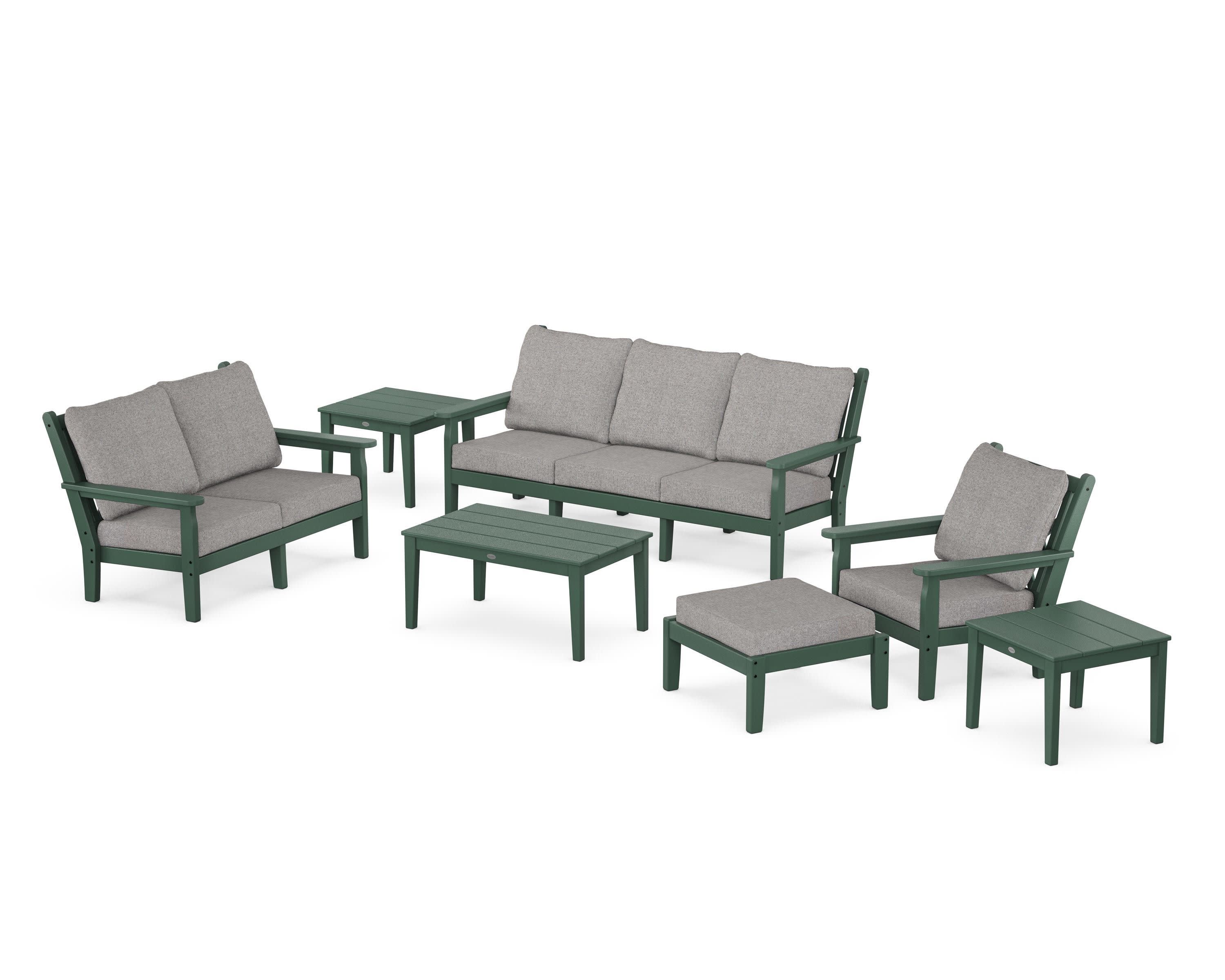 Chippendale 7-Piece Deep Seating Set in Green / Grey Mist