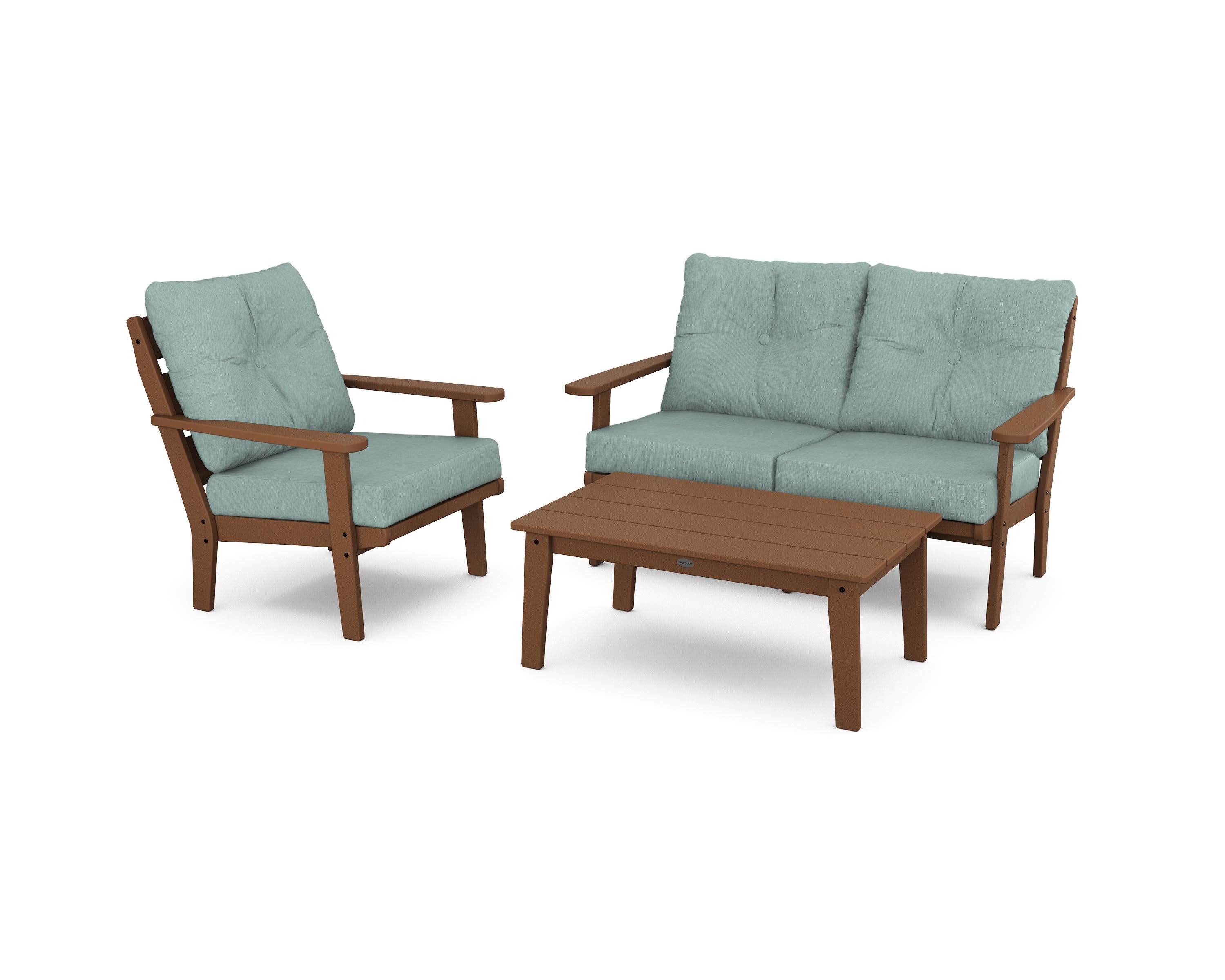 Lakeside 3-Piece Deep Seating Set in Teak / Glacier Spa