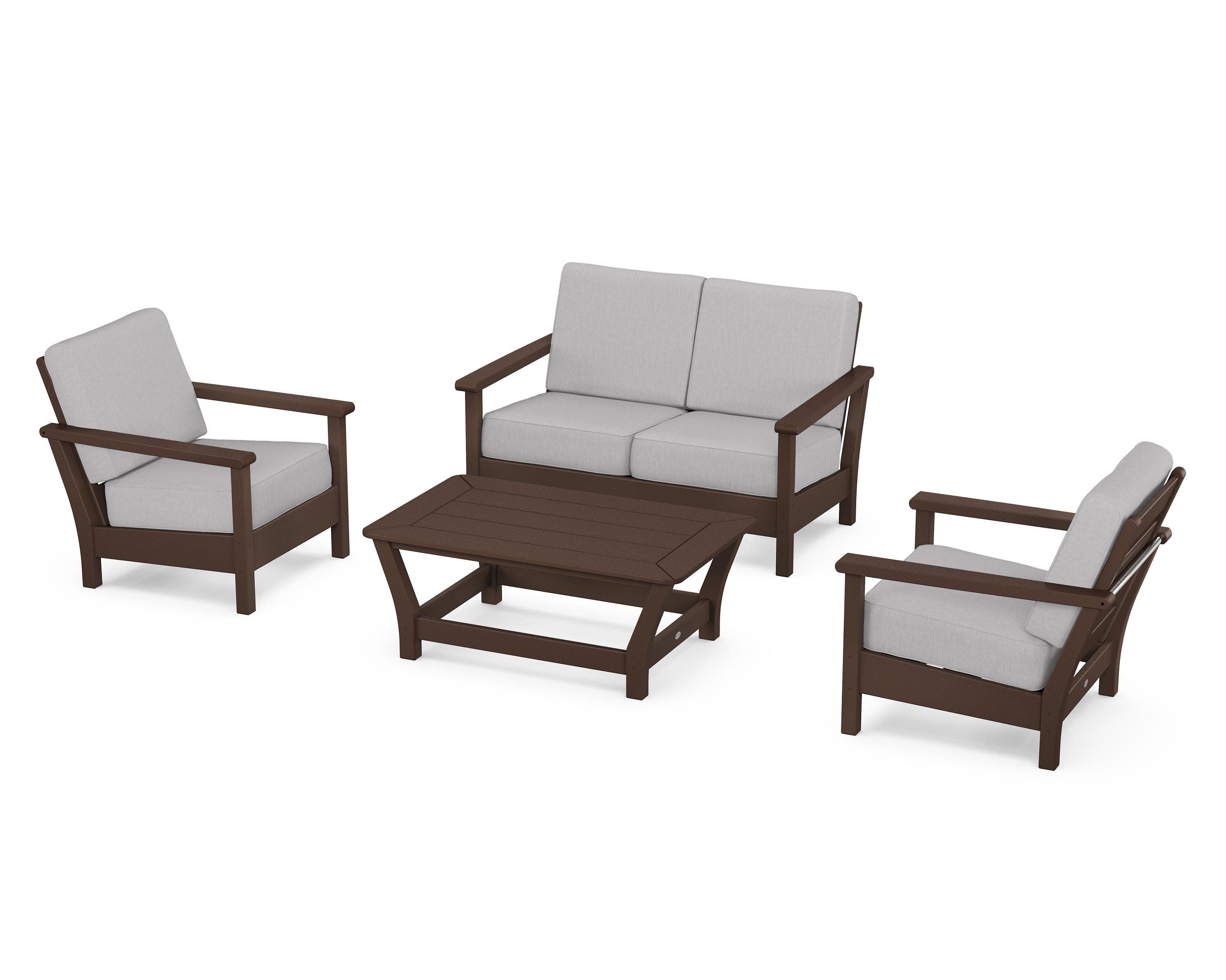 Harbour 4-Piece Deep Seating Set in Mahogany / Granite
