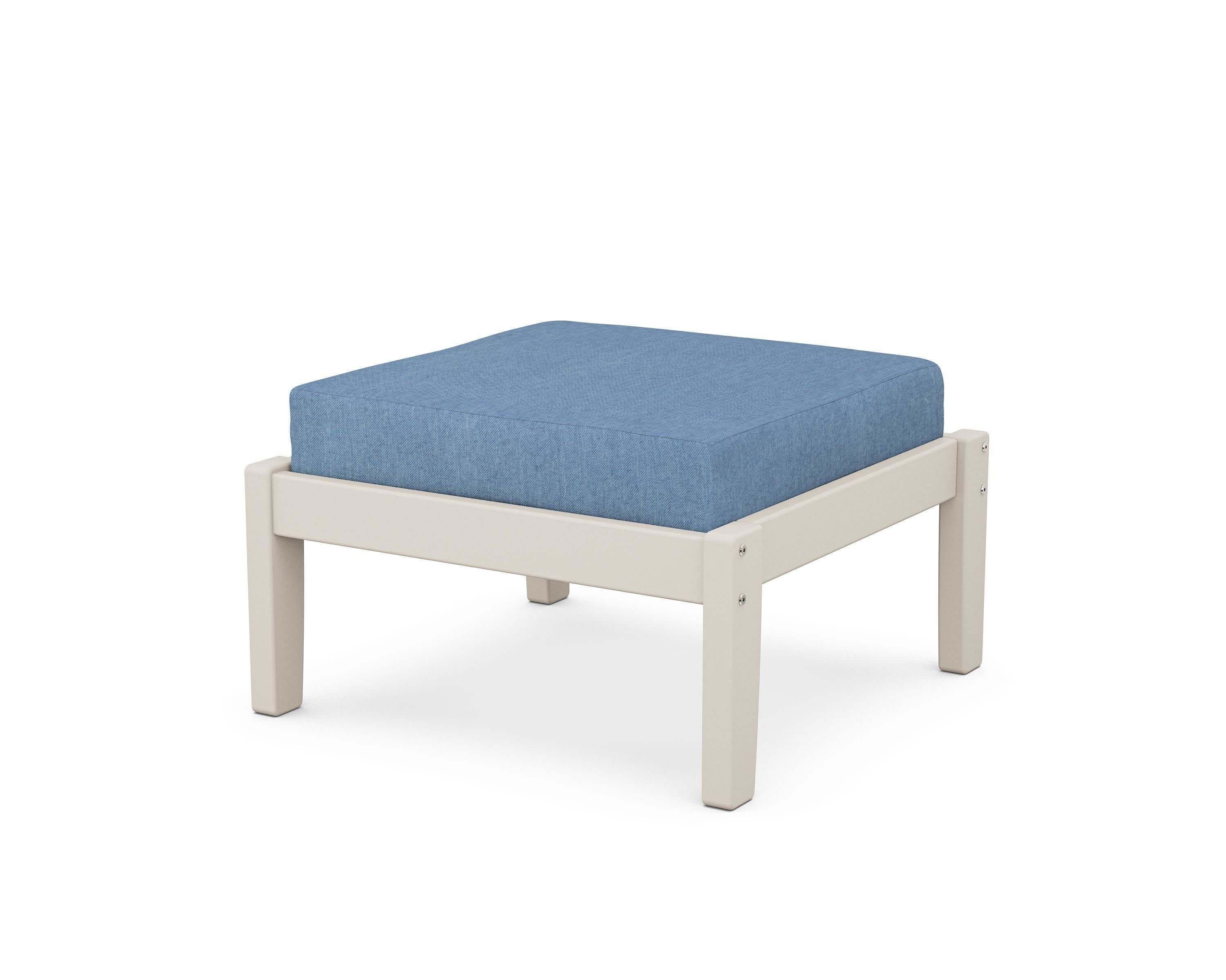 Deep Seating Ottoman in Sand / Sky Blue