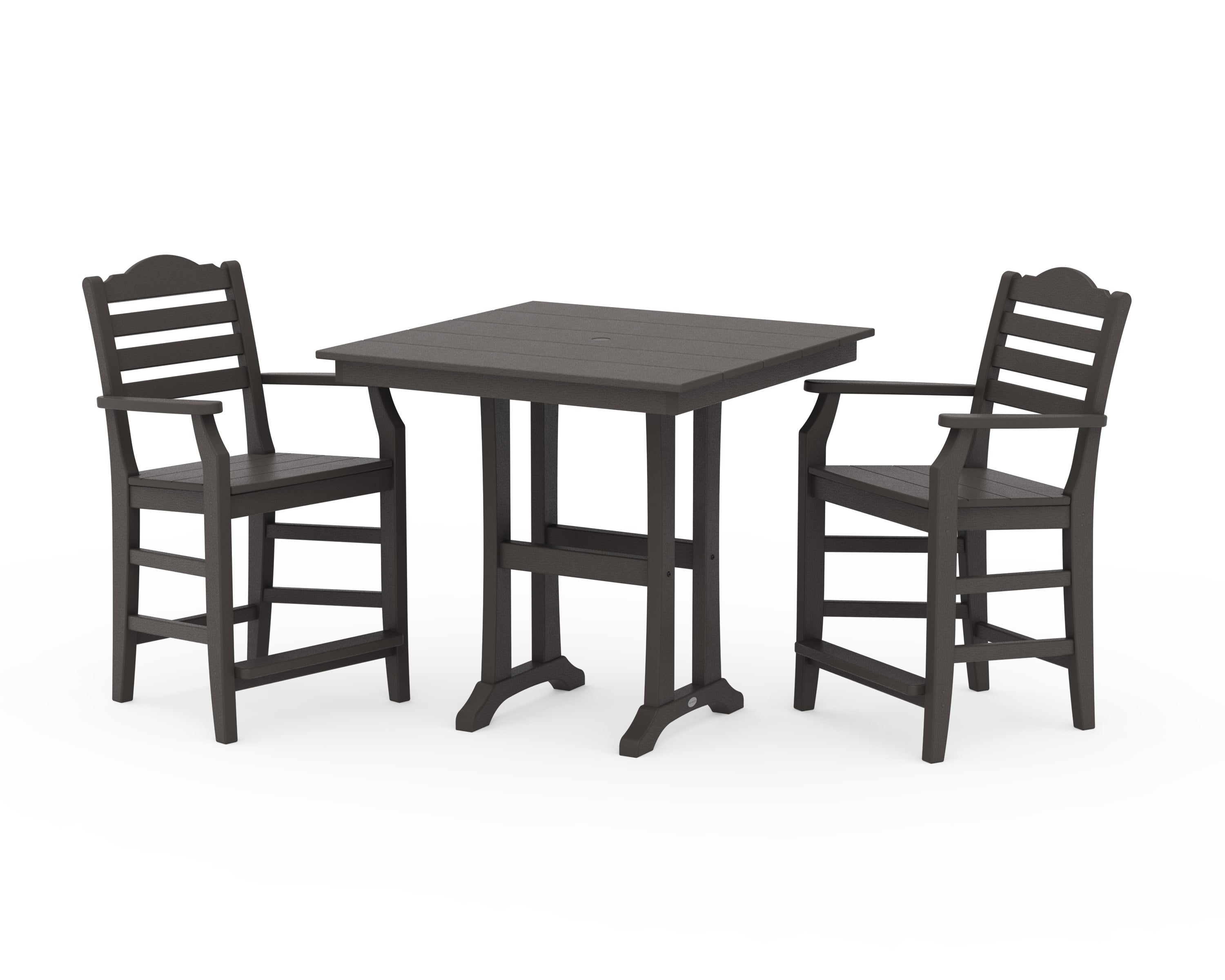 Savannah 3-Piece Farmhouse Counter Set with Trestle Legs in Vintage Coffee