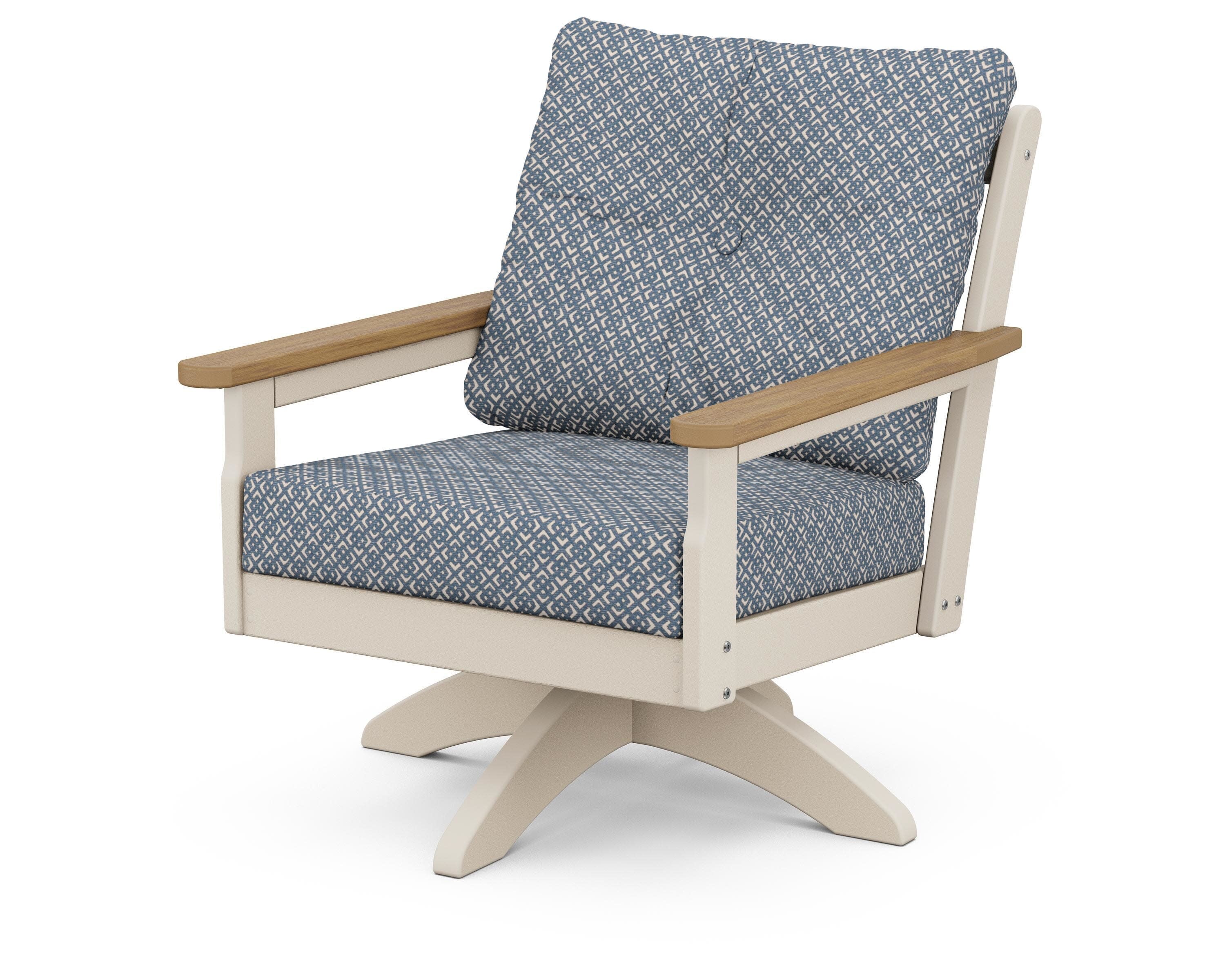 Vineyard Deep Seating Swivel Chair in Sand / Natural / Hopscotch
