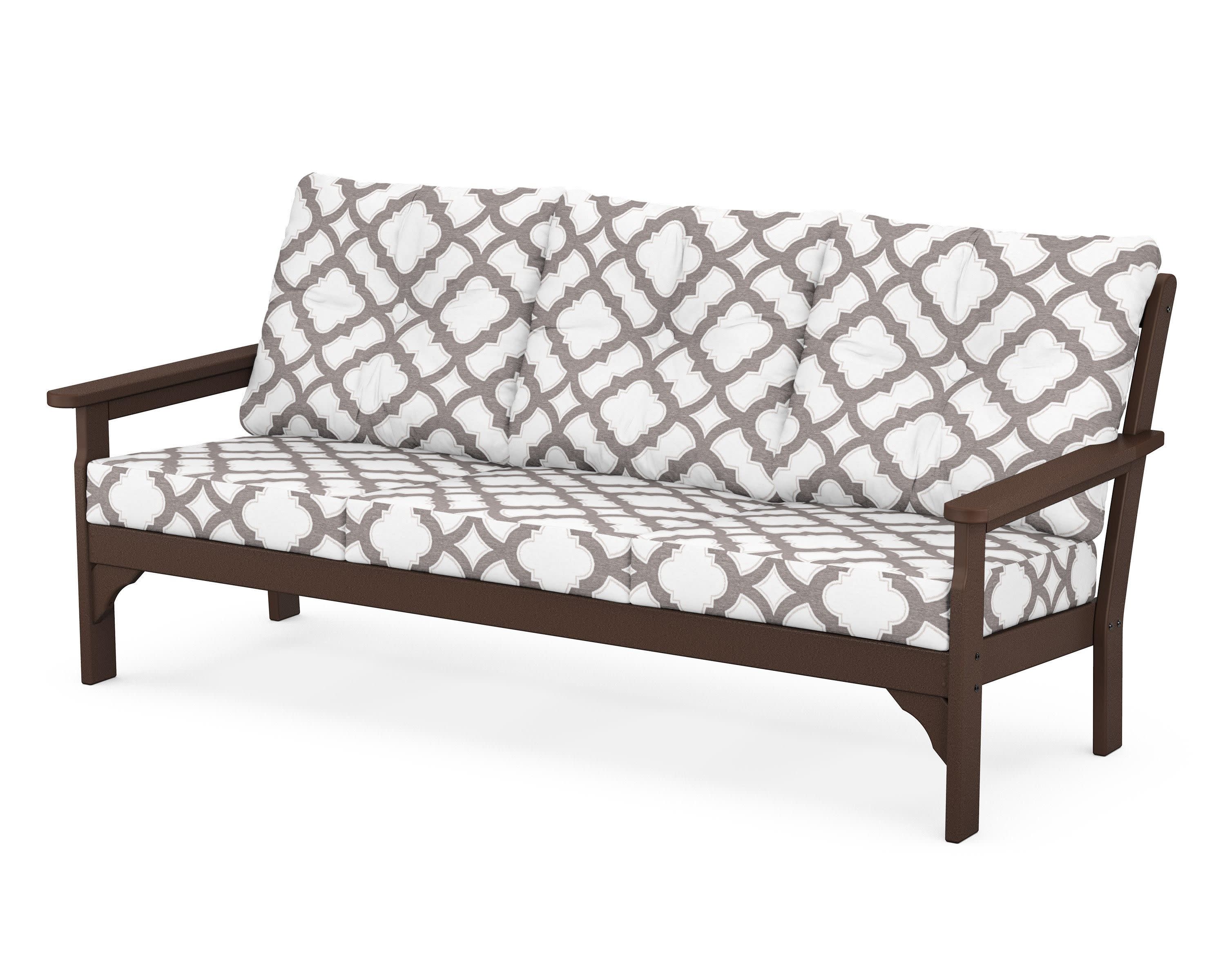 Vineyard Deep Seating Sofa in Mahogany / Trellis Grey Mist