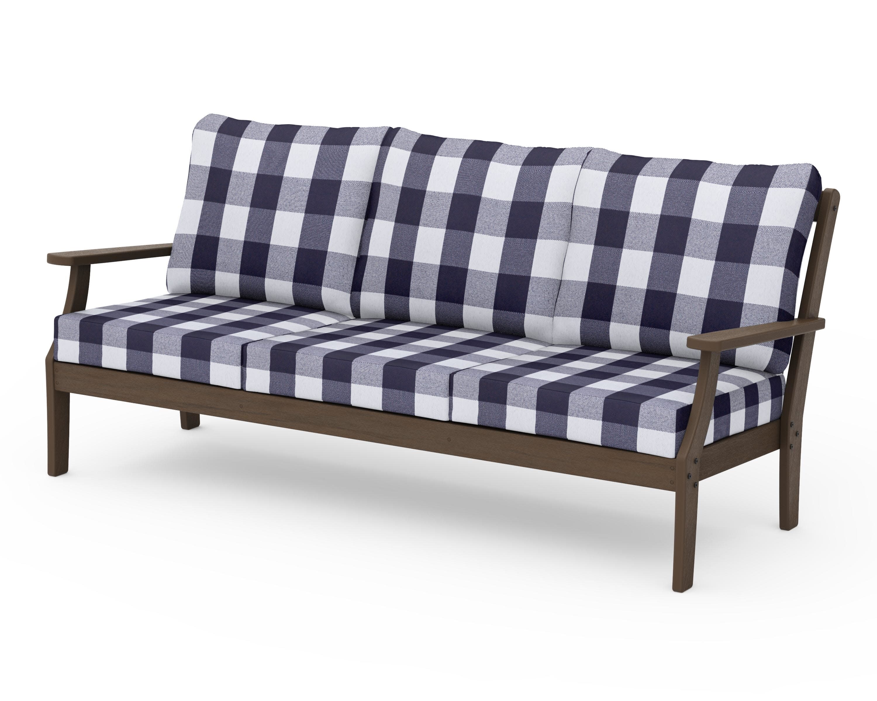 Braxton Deep Seating Sofa in Kona / Buffalo Plaid Navy