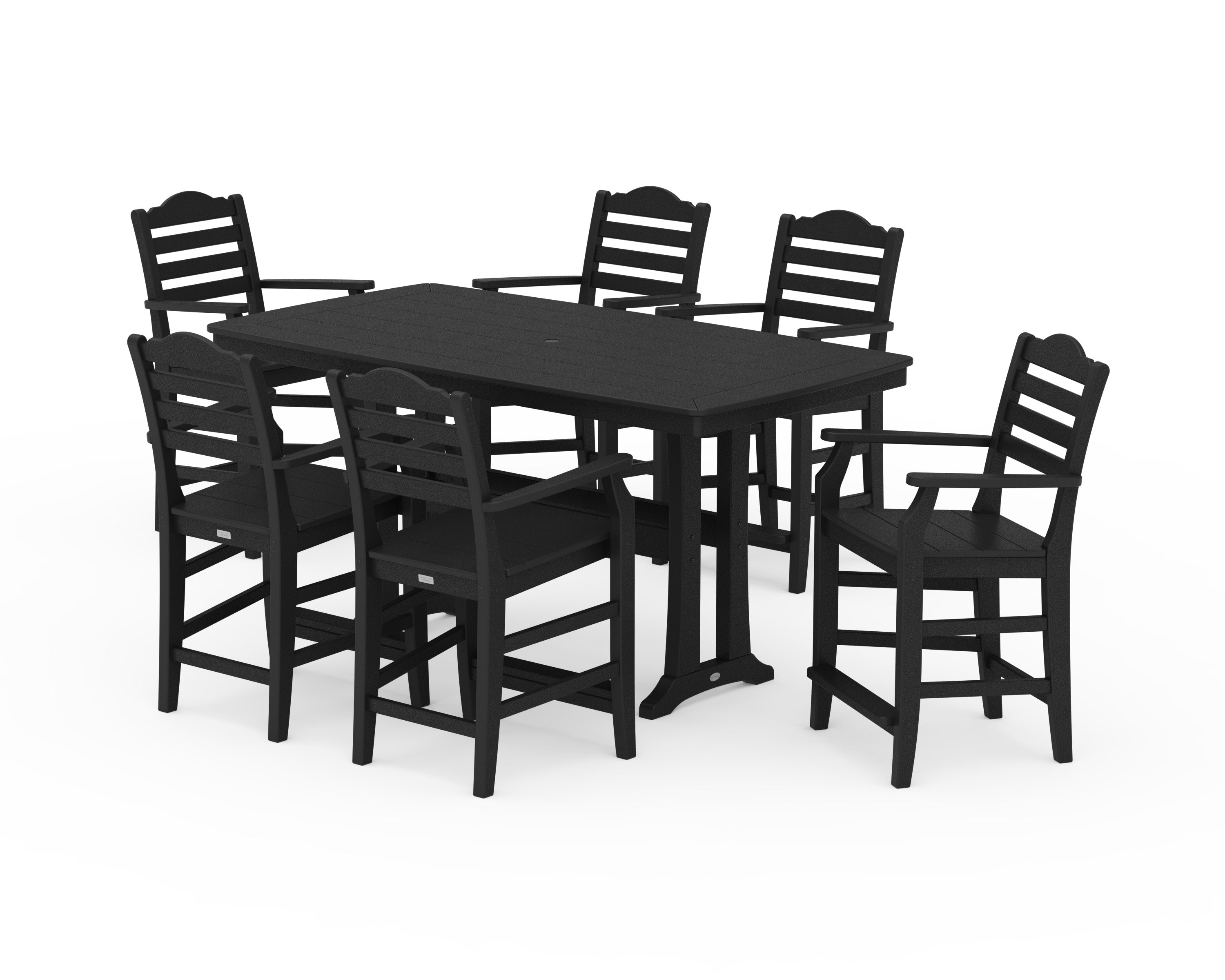 Savannah Arm Chair 7-Piece Counter Set with Trestle Legs in Black