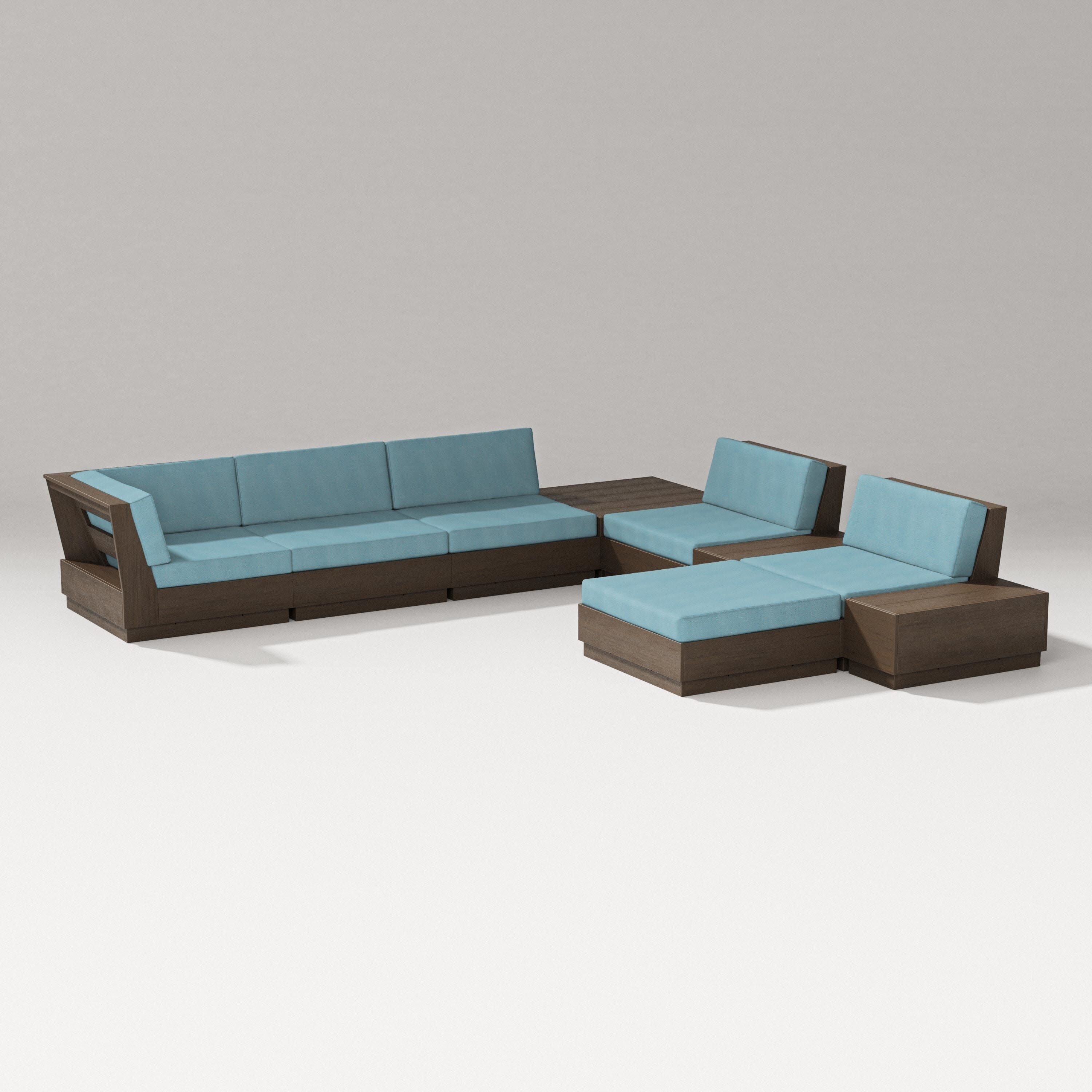 Elevate 9-Piece Conversation Sectional in Kona / Lattice Sky Blue