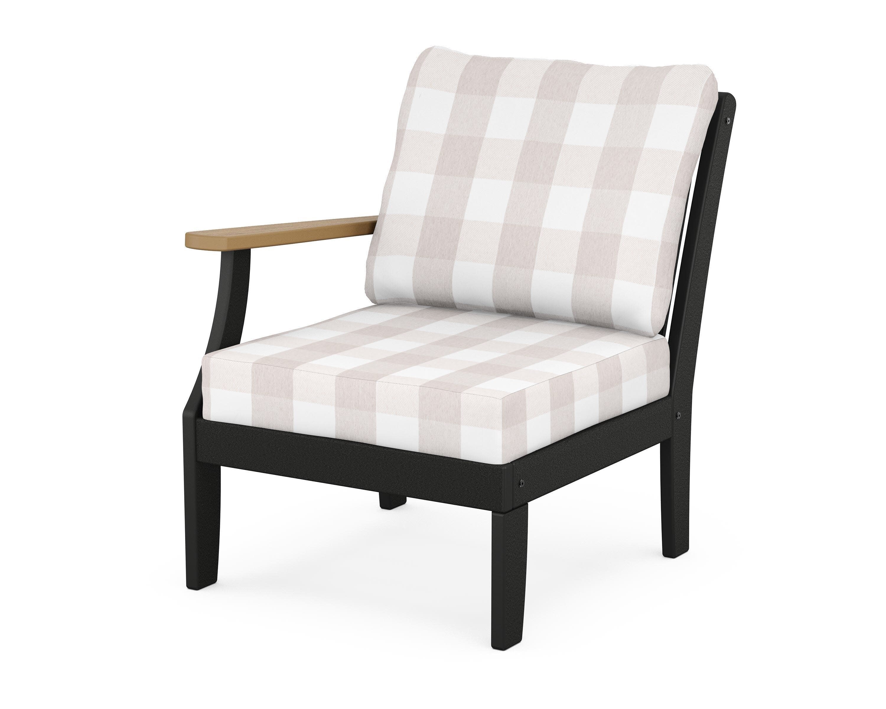 Braxton Modular Left Arm Chair in Black / Natural / Buffalo Plaid Dune Burlap