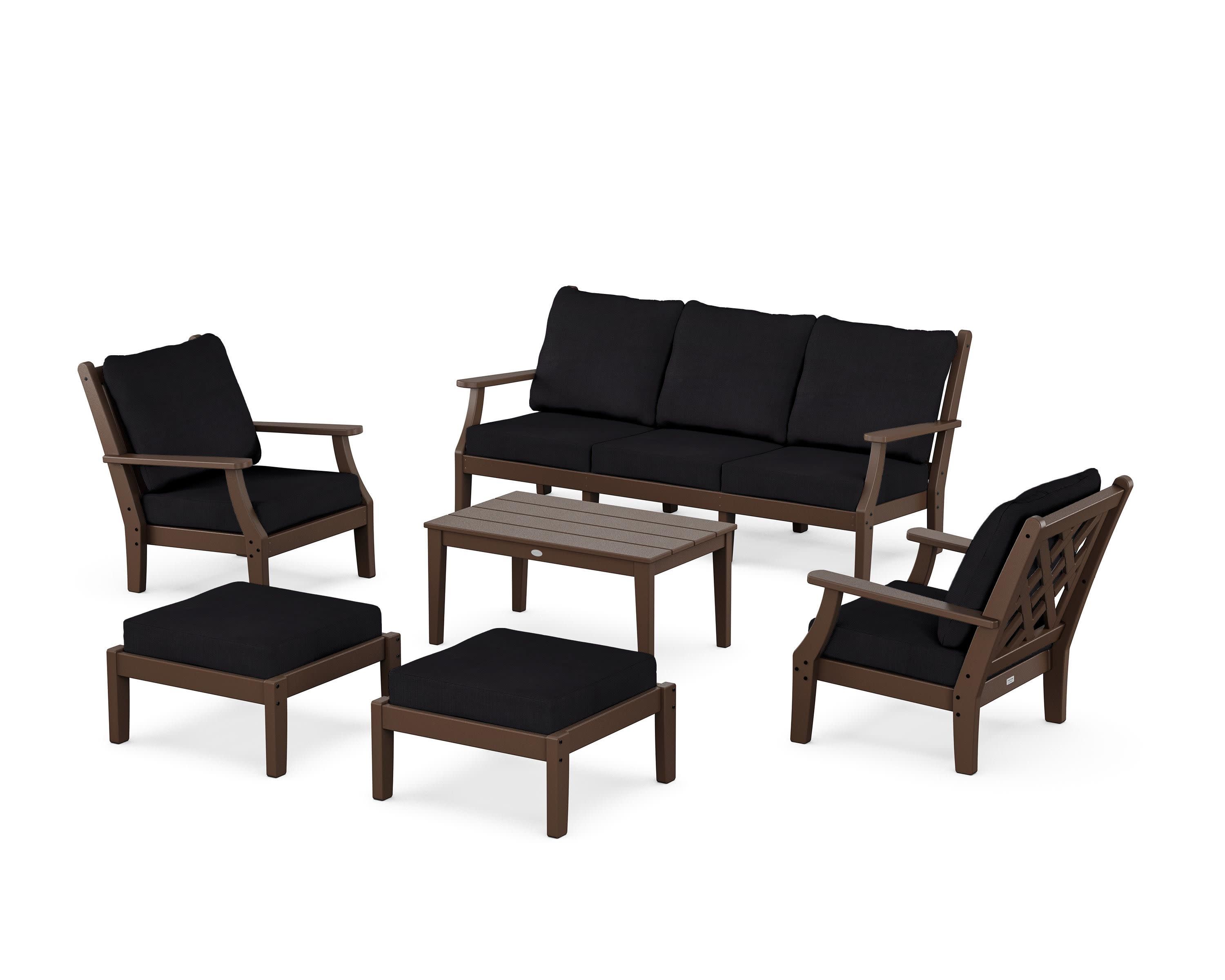 Wovendale 6-Piece Lounge Sofa Set in Mahogany / Midnight Linen
