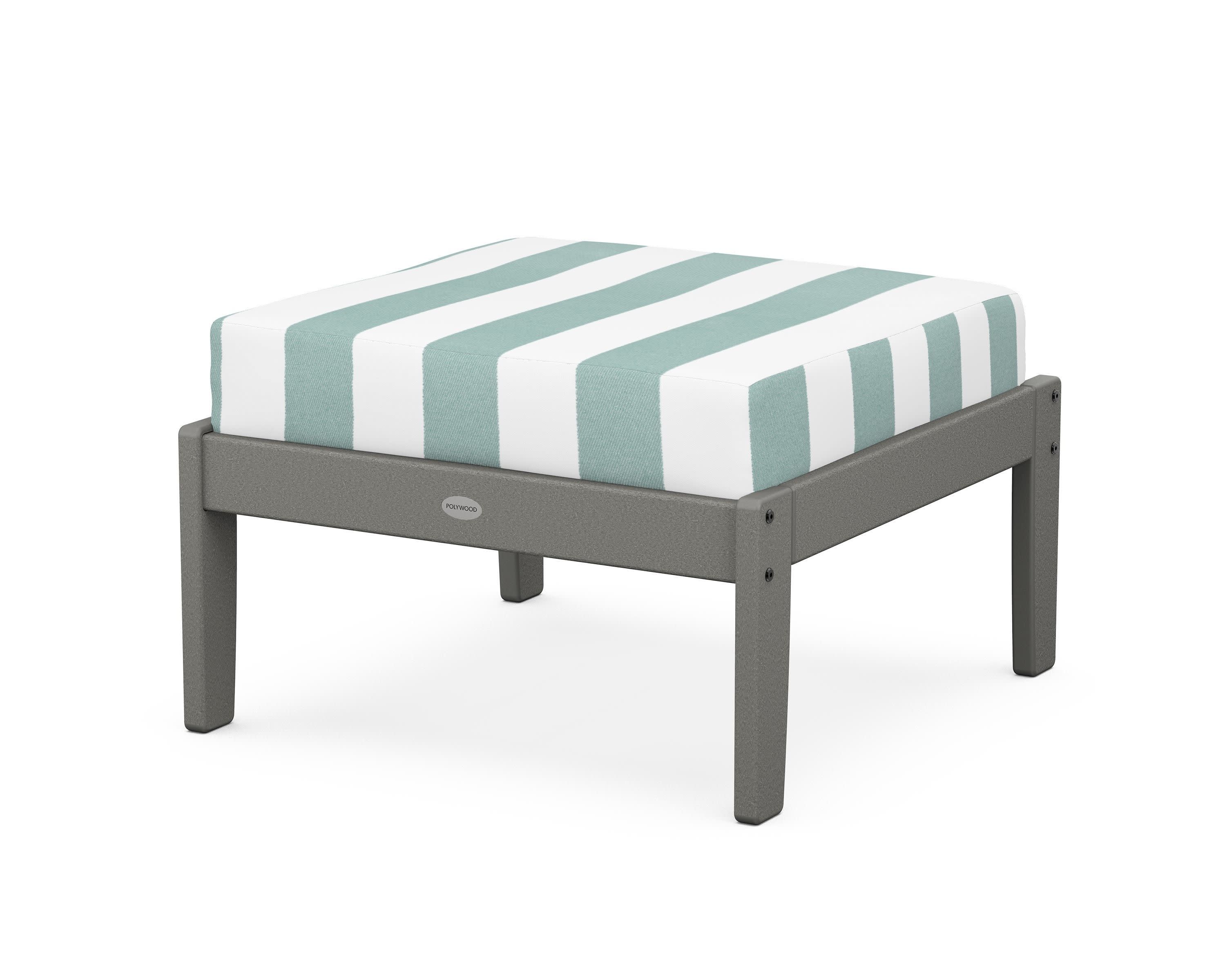 Braxton Deep Seating Ottoman in Slate Grey / Cabana Stripe Glacier Spa