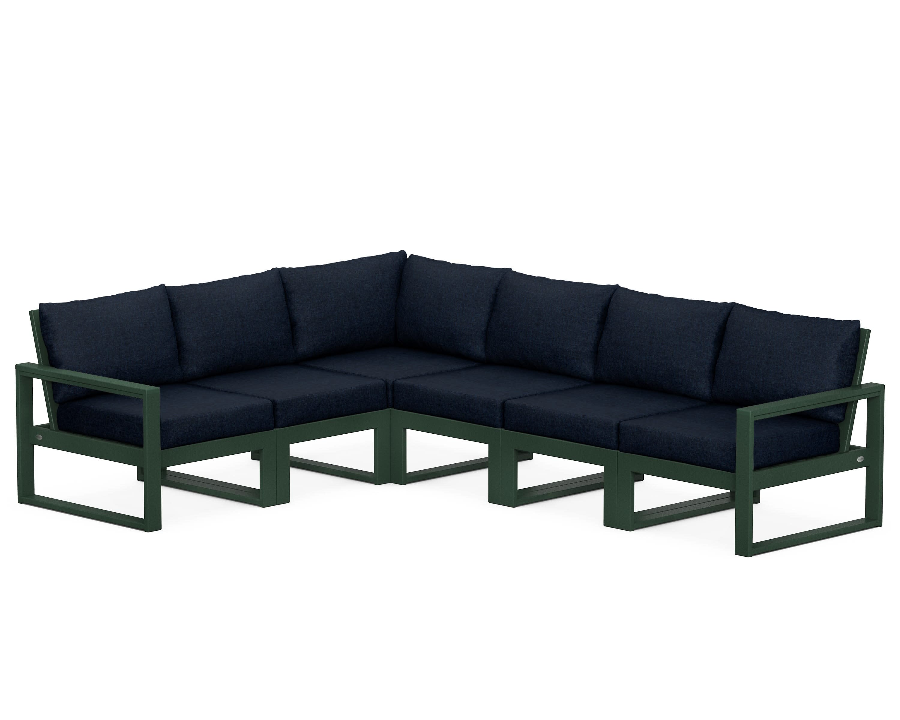 EDGE 6-Piece Modular Deep Seating Set in Green / Marine Indigo