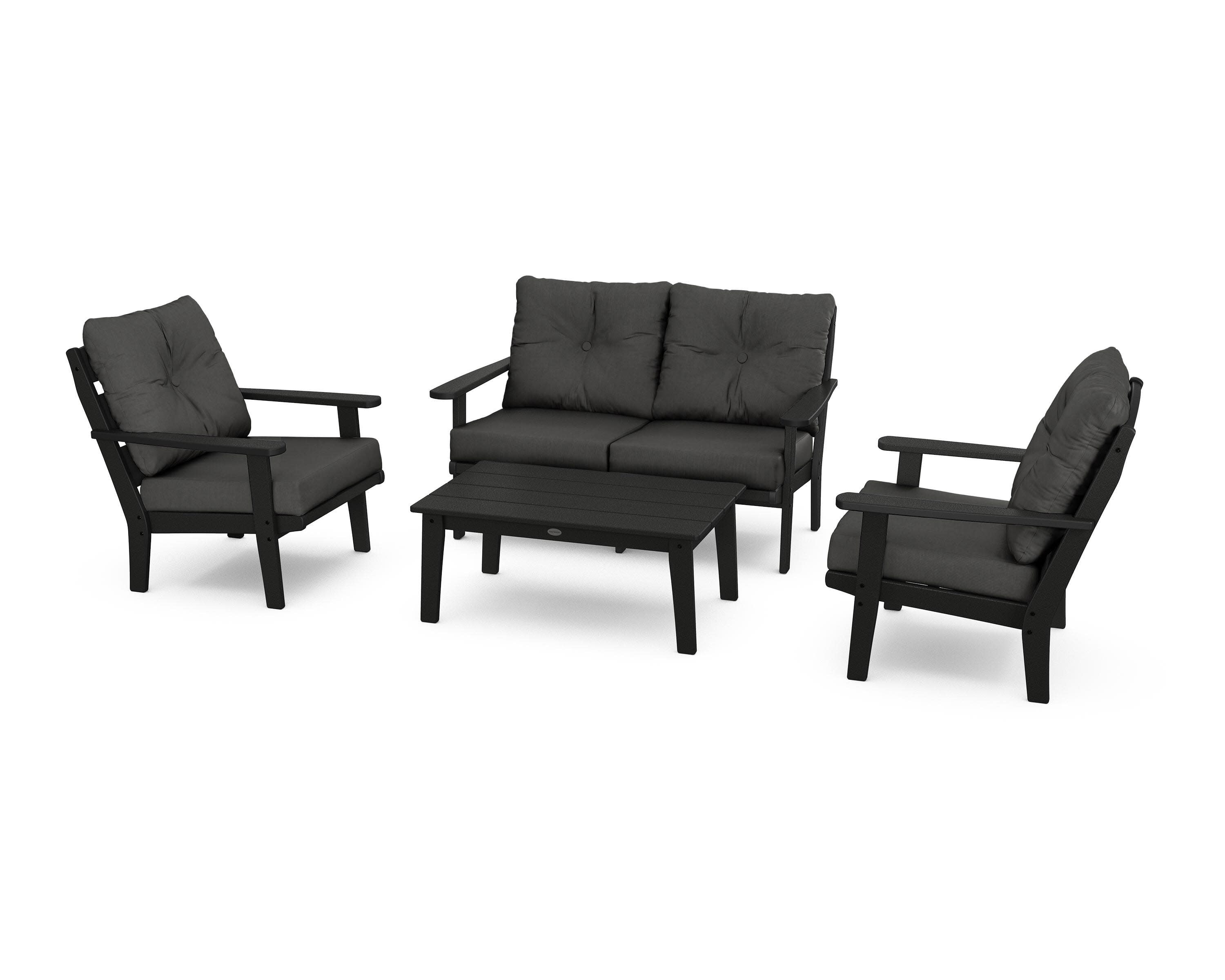 Lakeside 4-Piece Deep Seating Set in Black / Spectrum Carbon