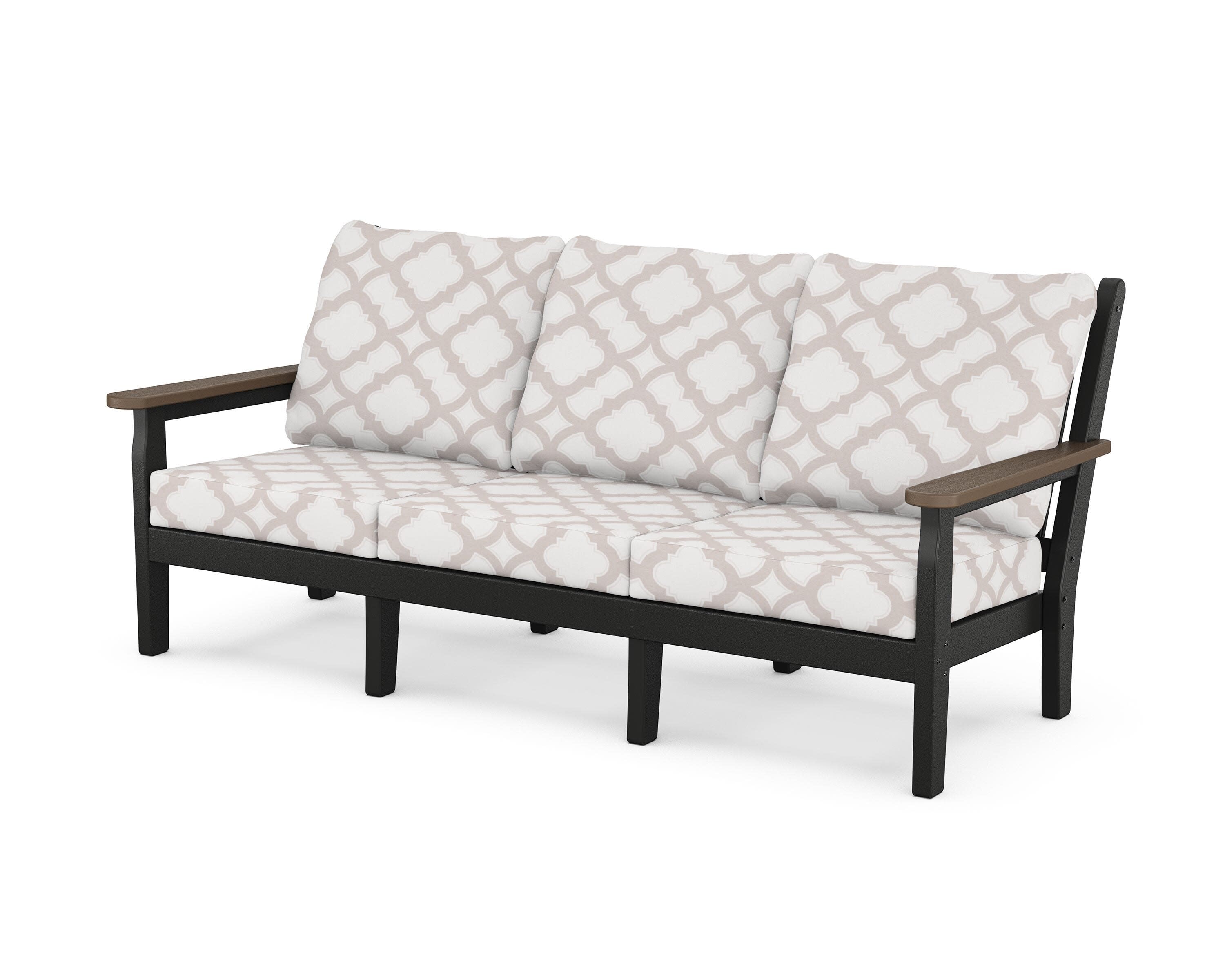 Chippendale Deep Seating Sofa in Black / Kona / Trellis Dune Burlap