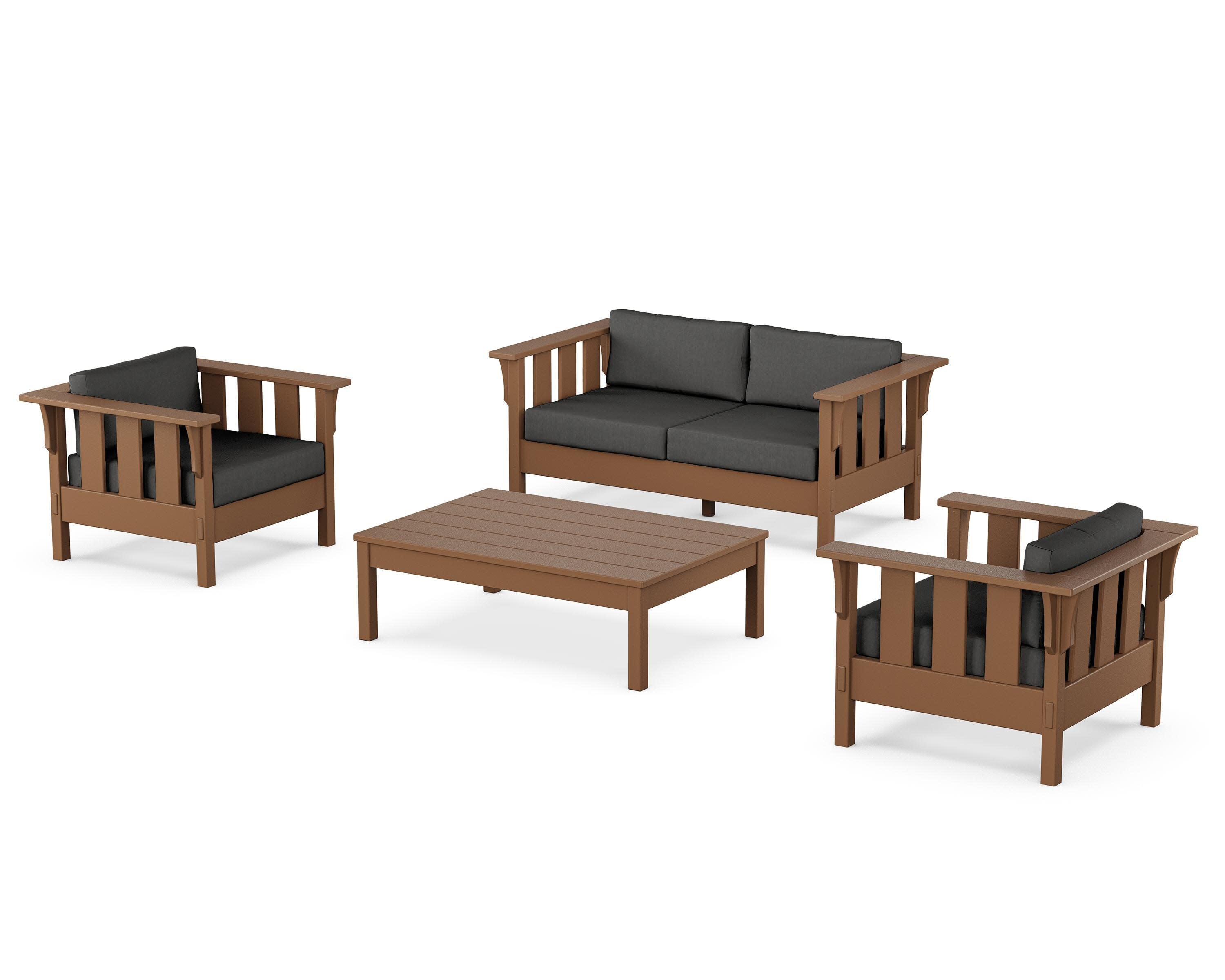 Acadia 4-Piece Deep Seating Set with Loveseat in Teak / Spectrum Carbon