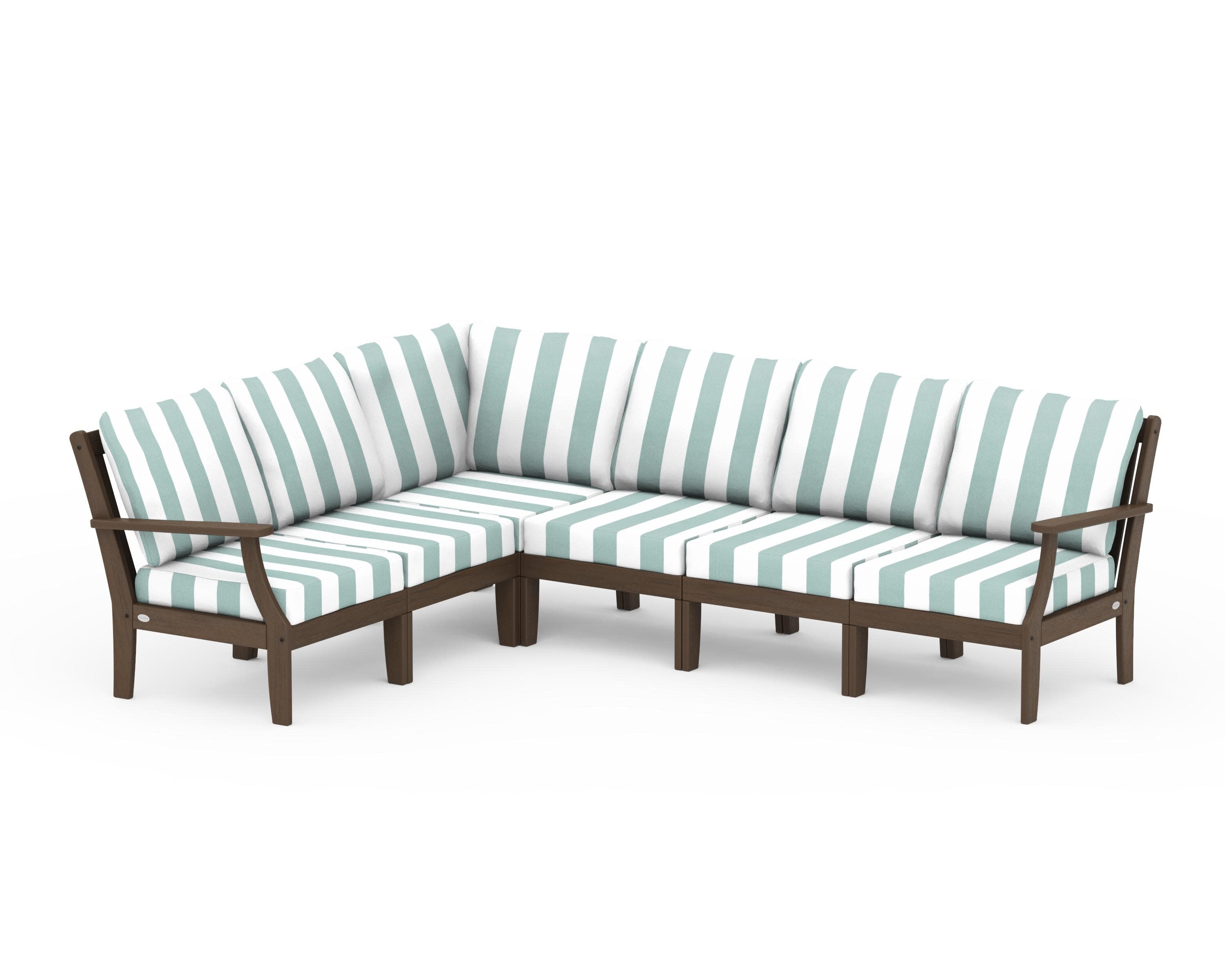Braxton Modular 6-Piece Deep Seating Set in Kona / Cabana Stripe Glacier Spa