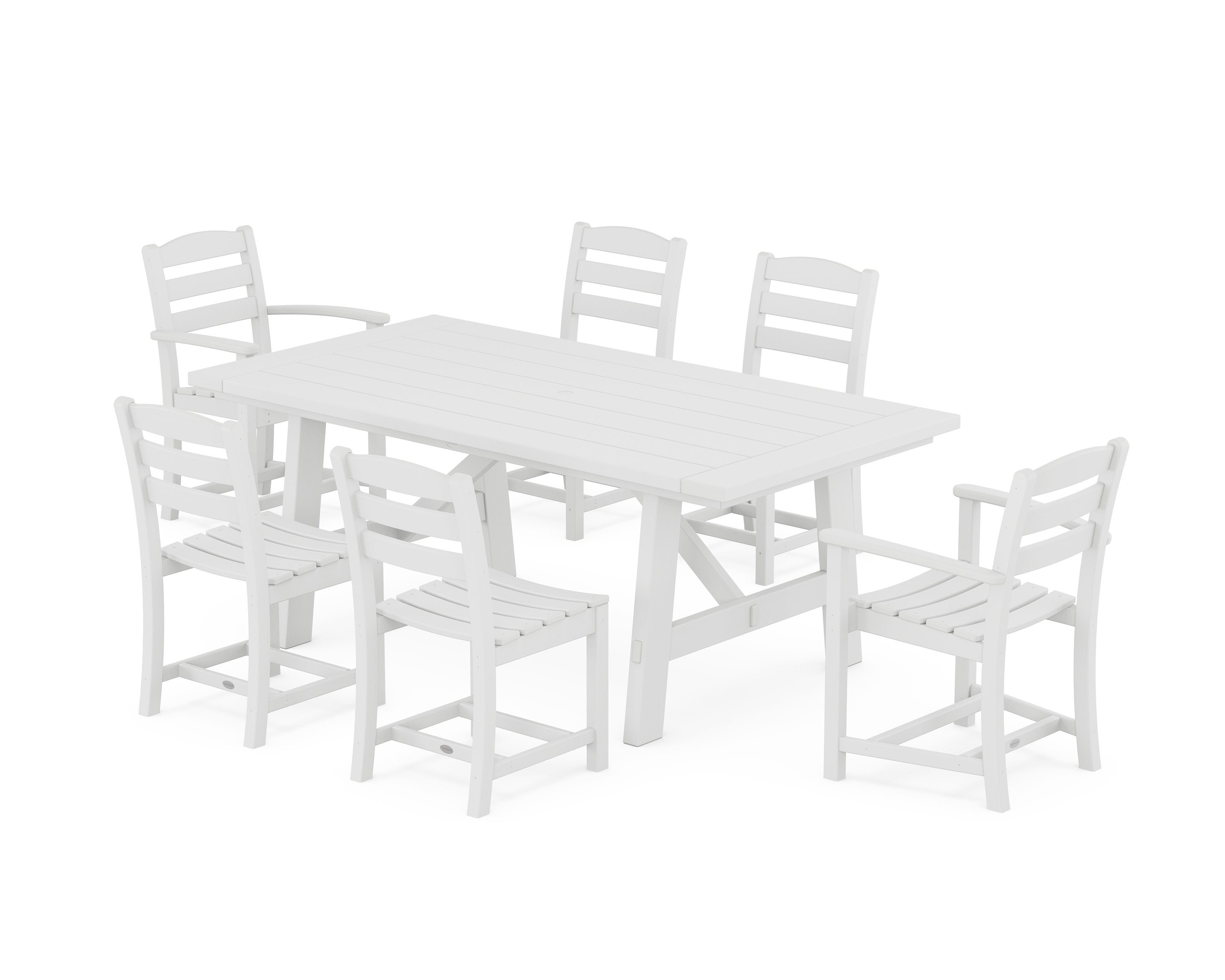 La Casa Caf 7-Piece Rustic Farmhouse Dining Set in White