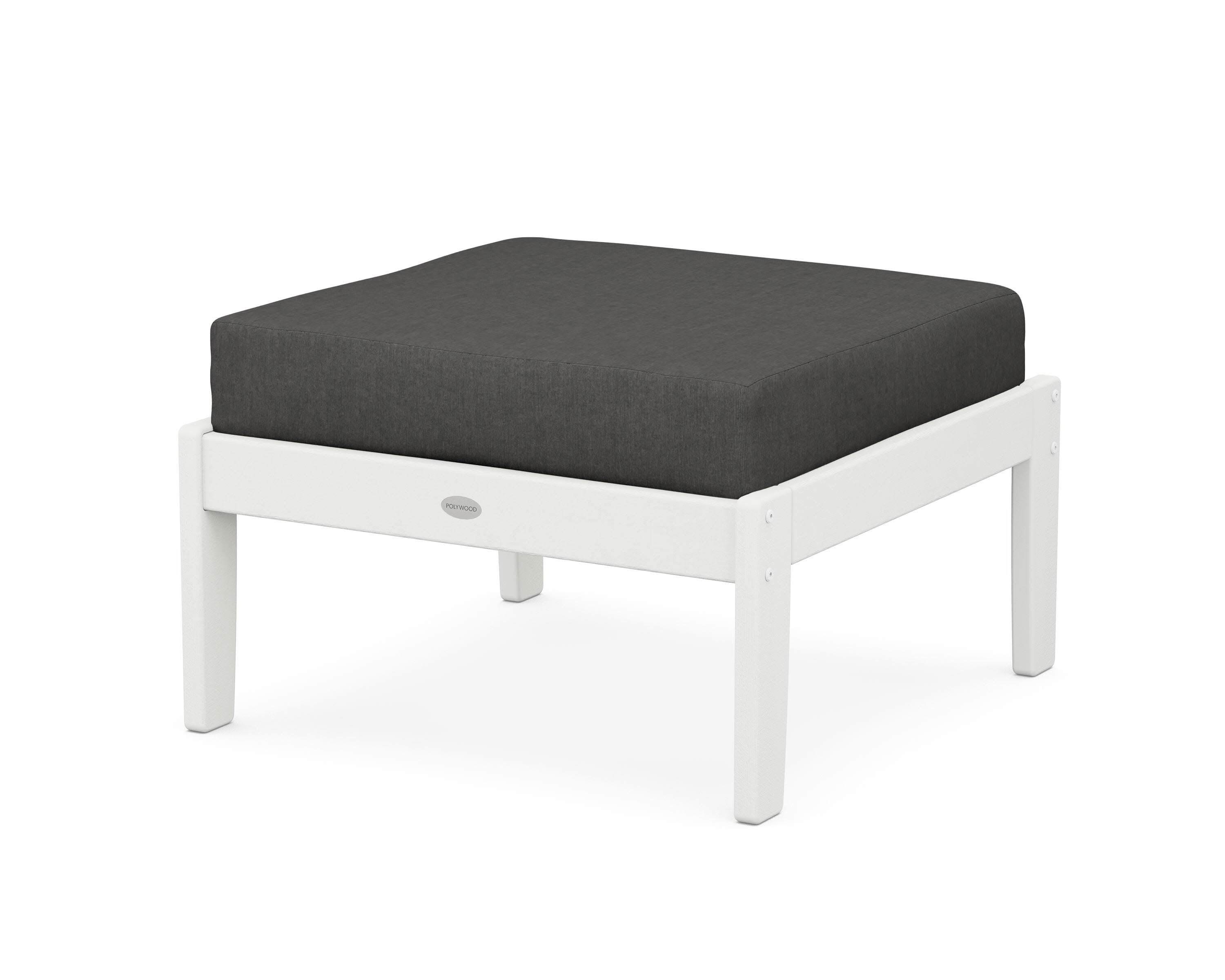 Braxton Deep Seating Ottoman in Vintage White / Spectrum Carbon
