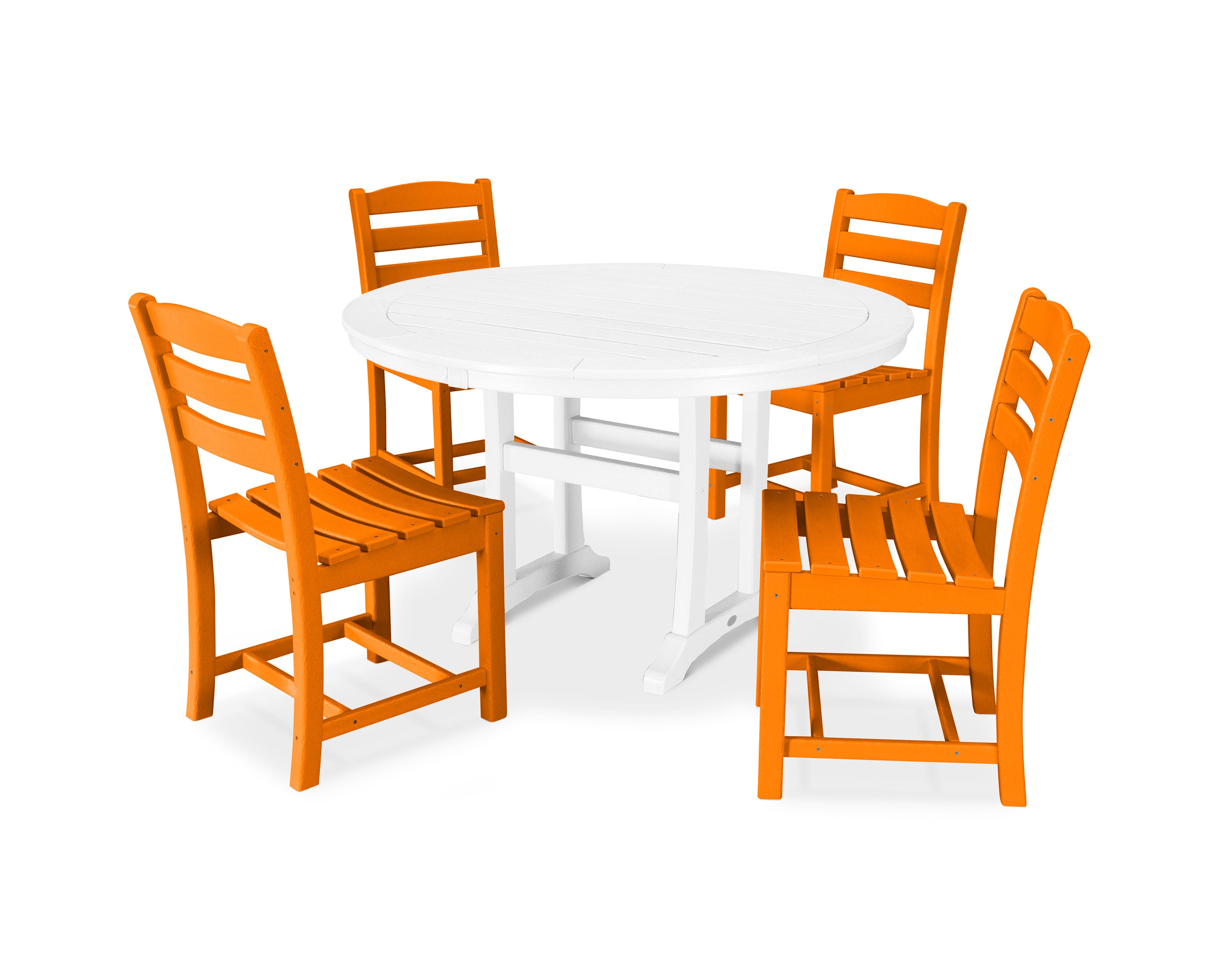 La Casa Caf 5-Piece Side Chair Dining Set in Tangerine / White