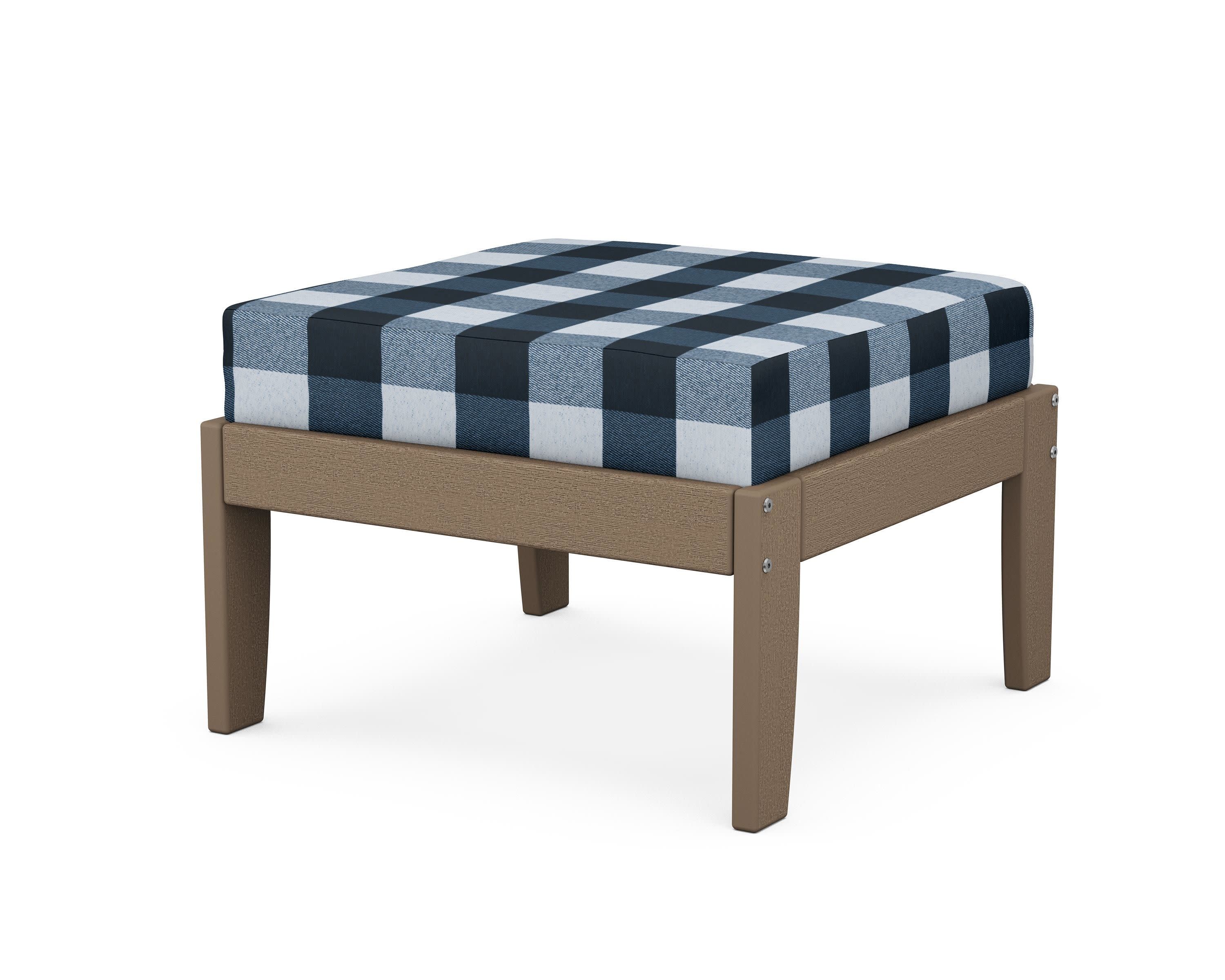 Modular Ottoman - Classic in Vintage Sahara / Buffalo Plaid Marine Indigo