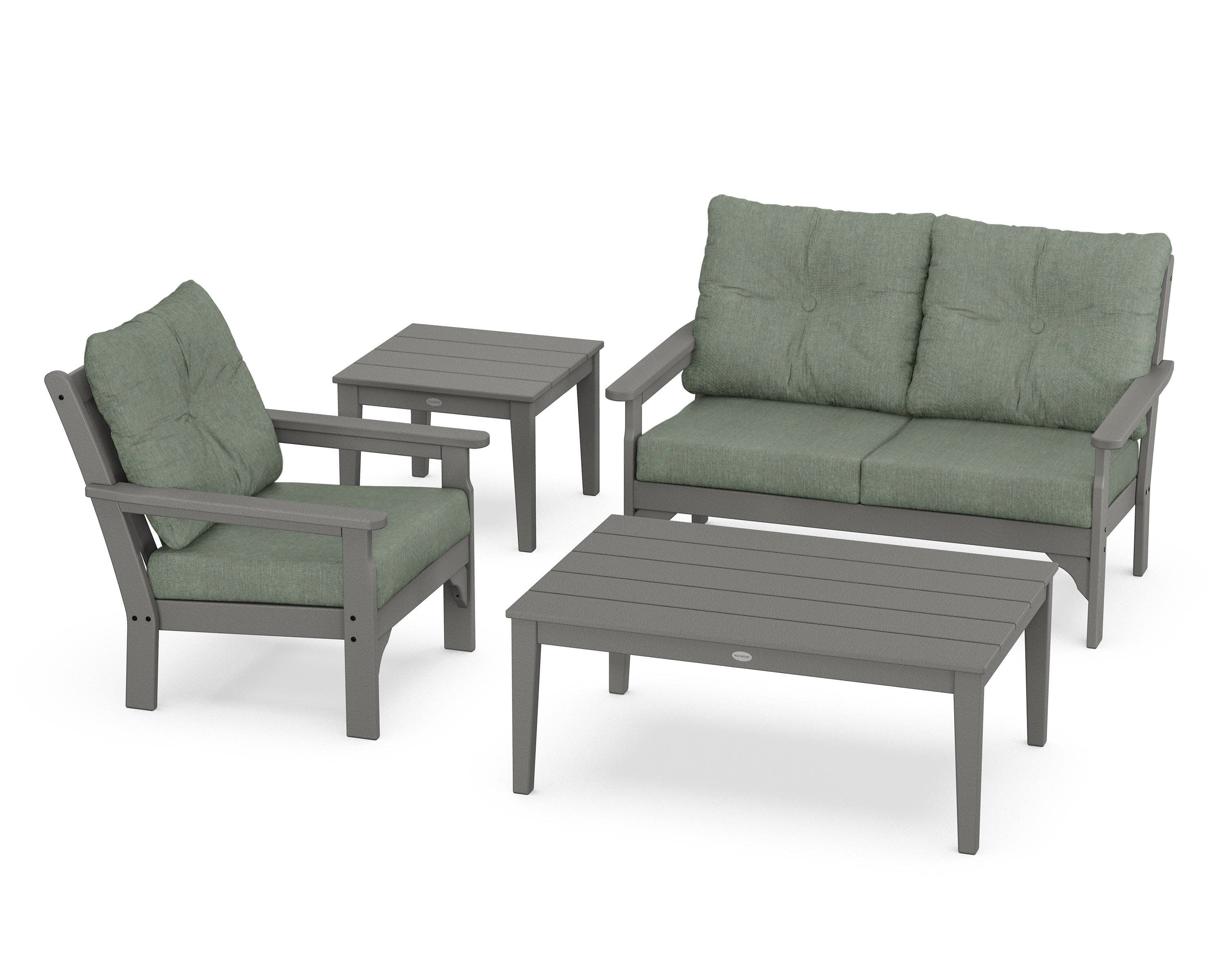 Vineyard 4-Piece Deep Seating Set in Slate Grey / Cast Sage