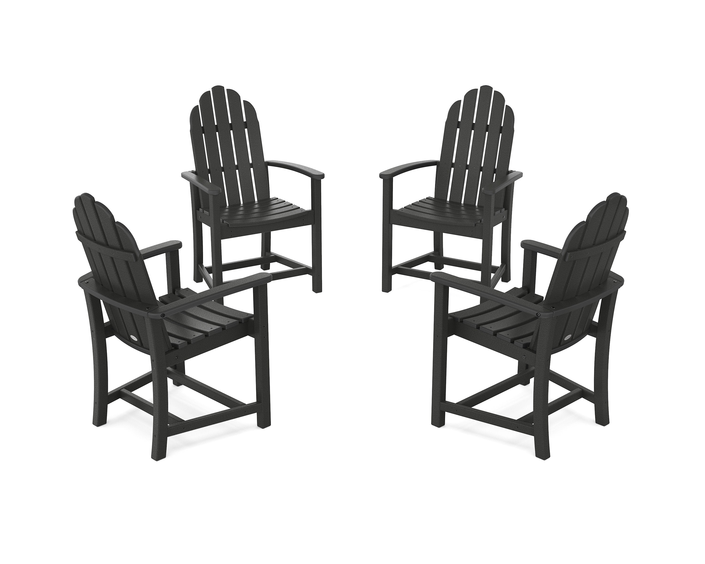 Classic 4-Piece Upright Adirondack Conversation Set in Black