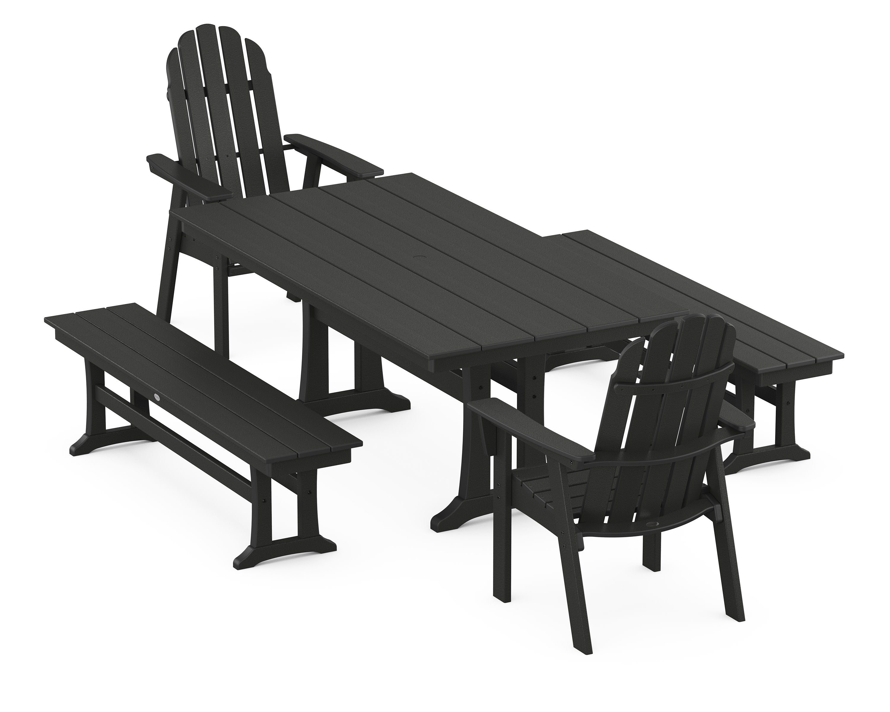 Vineyard Adirondack 5-Piece Farmhouse Dining Set With Trestle Legs in Black