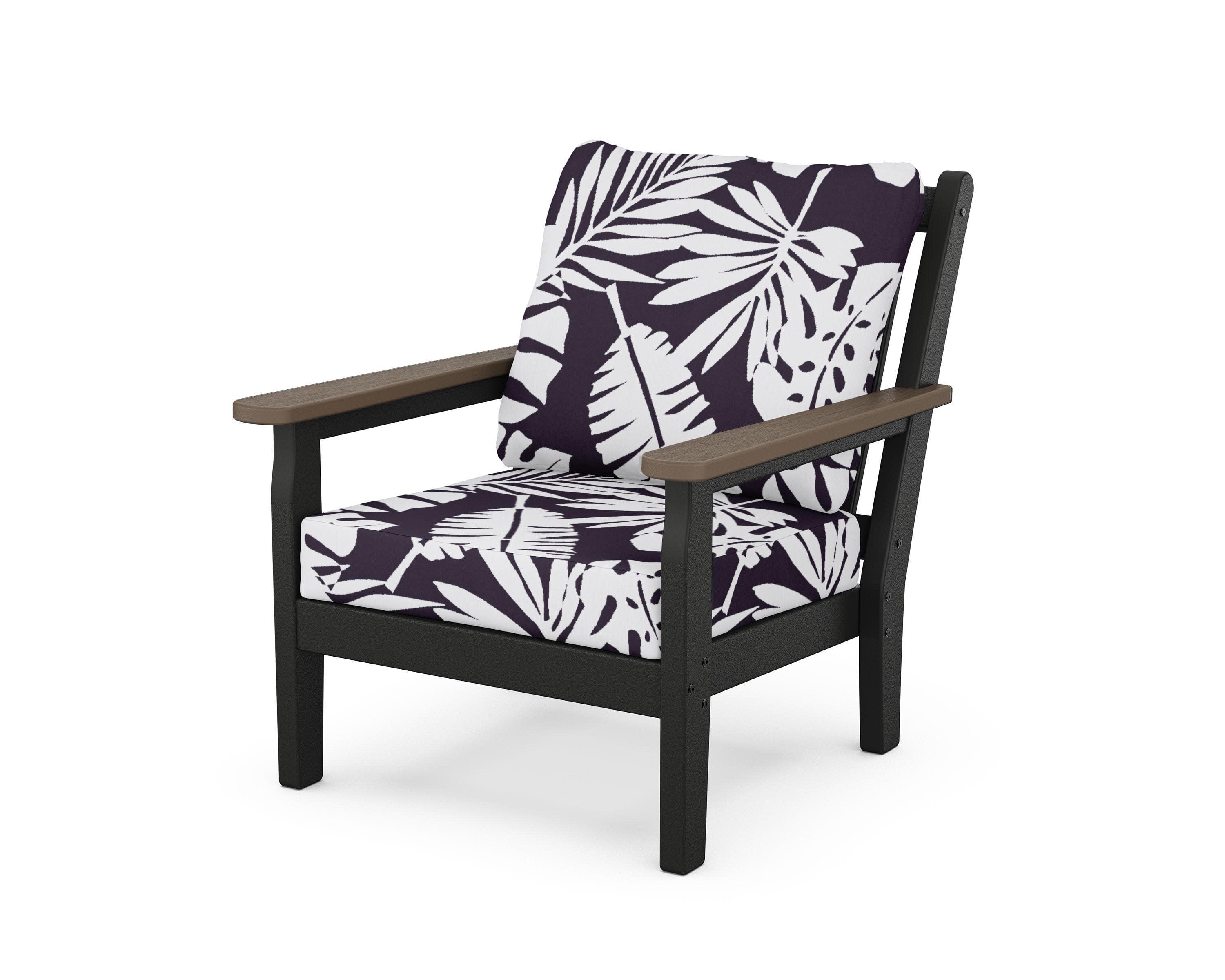 Chippendale Deep Seating Chair in Black / Kona / Leaf Navy