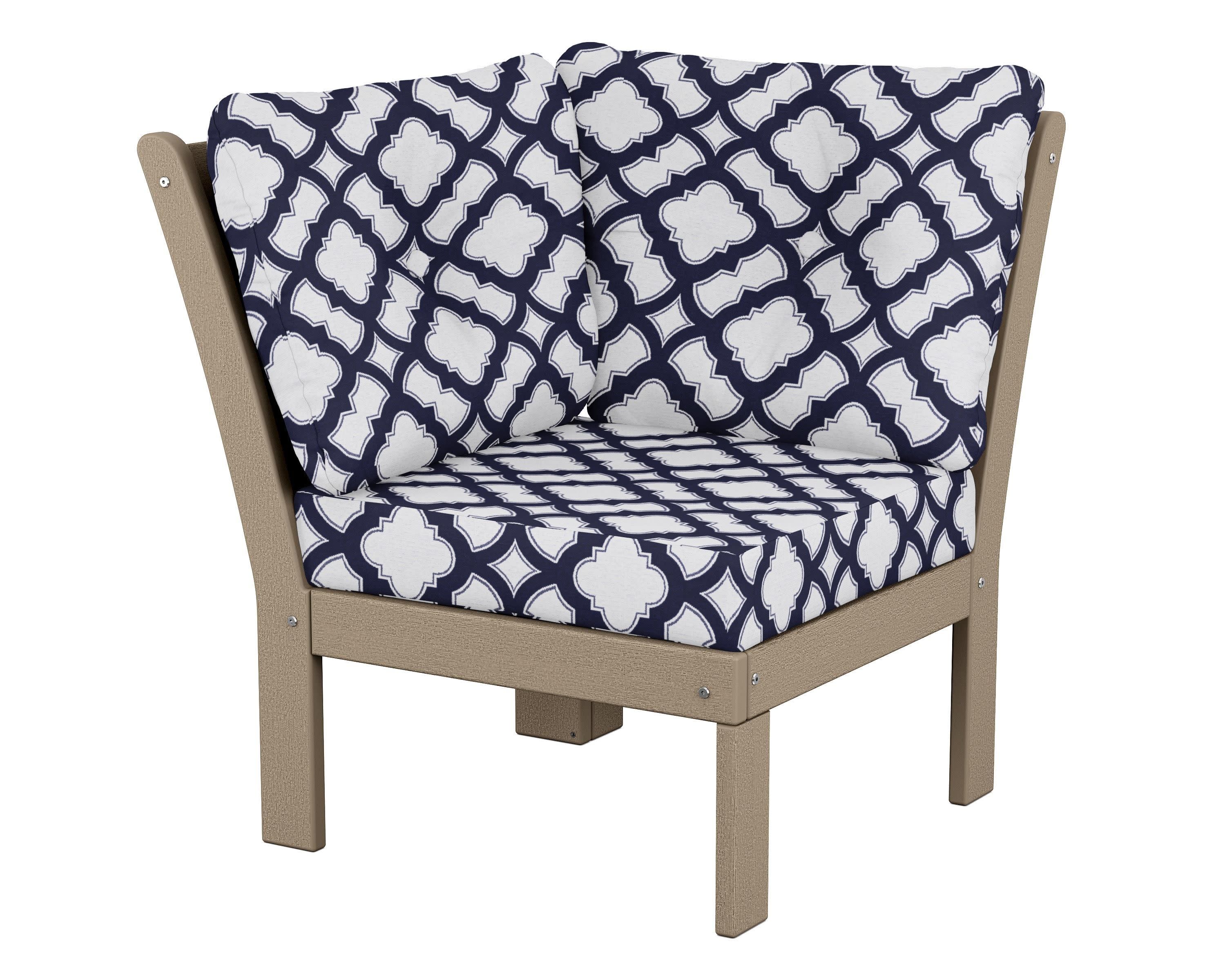 Vineyard Modular Corner Chair in Vintage Sahara / Trellis Navy