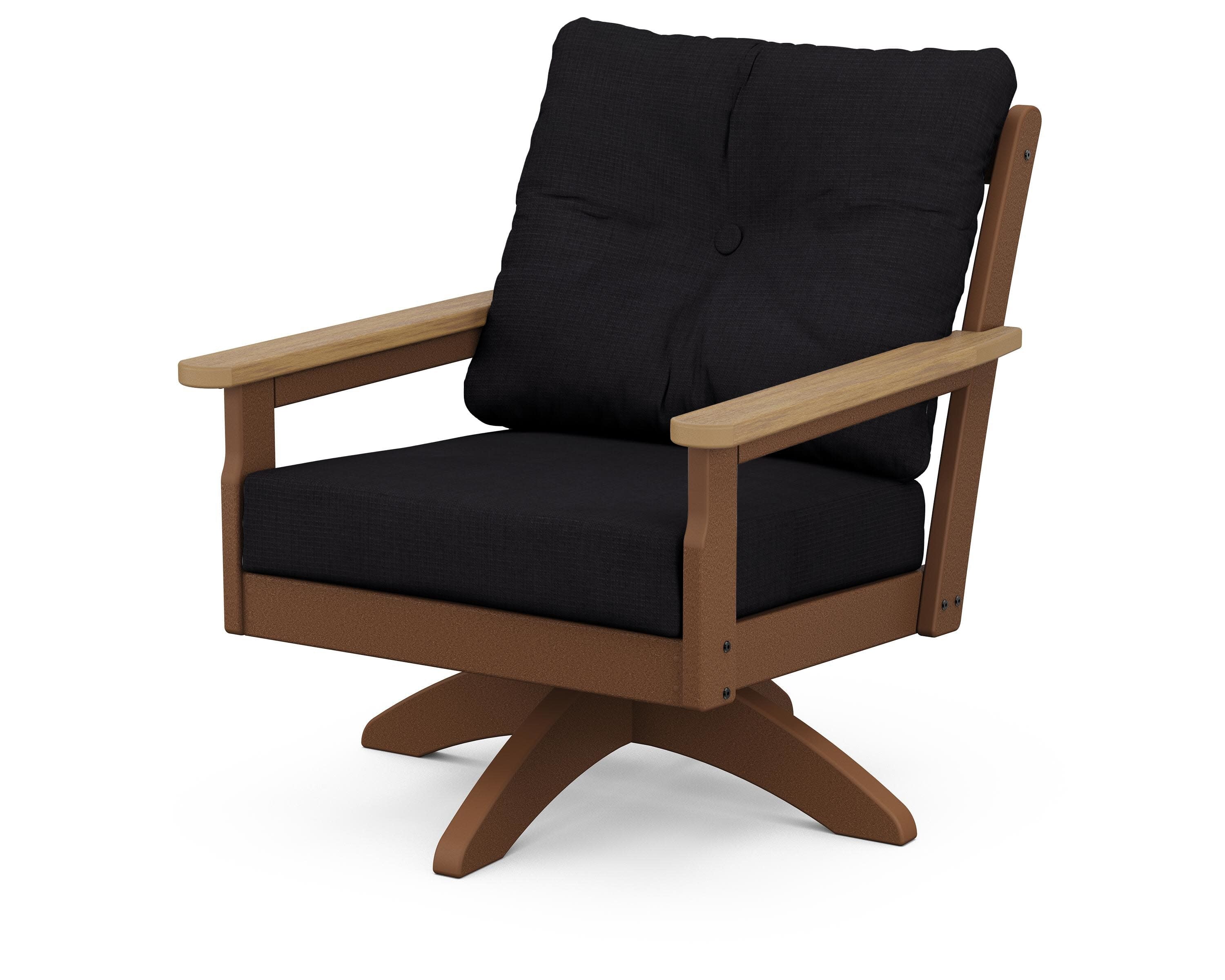Vineyard Deep Seating Swivel Chair in Teak / Natural / Midnight Linen