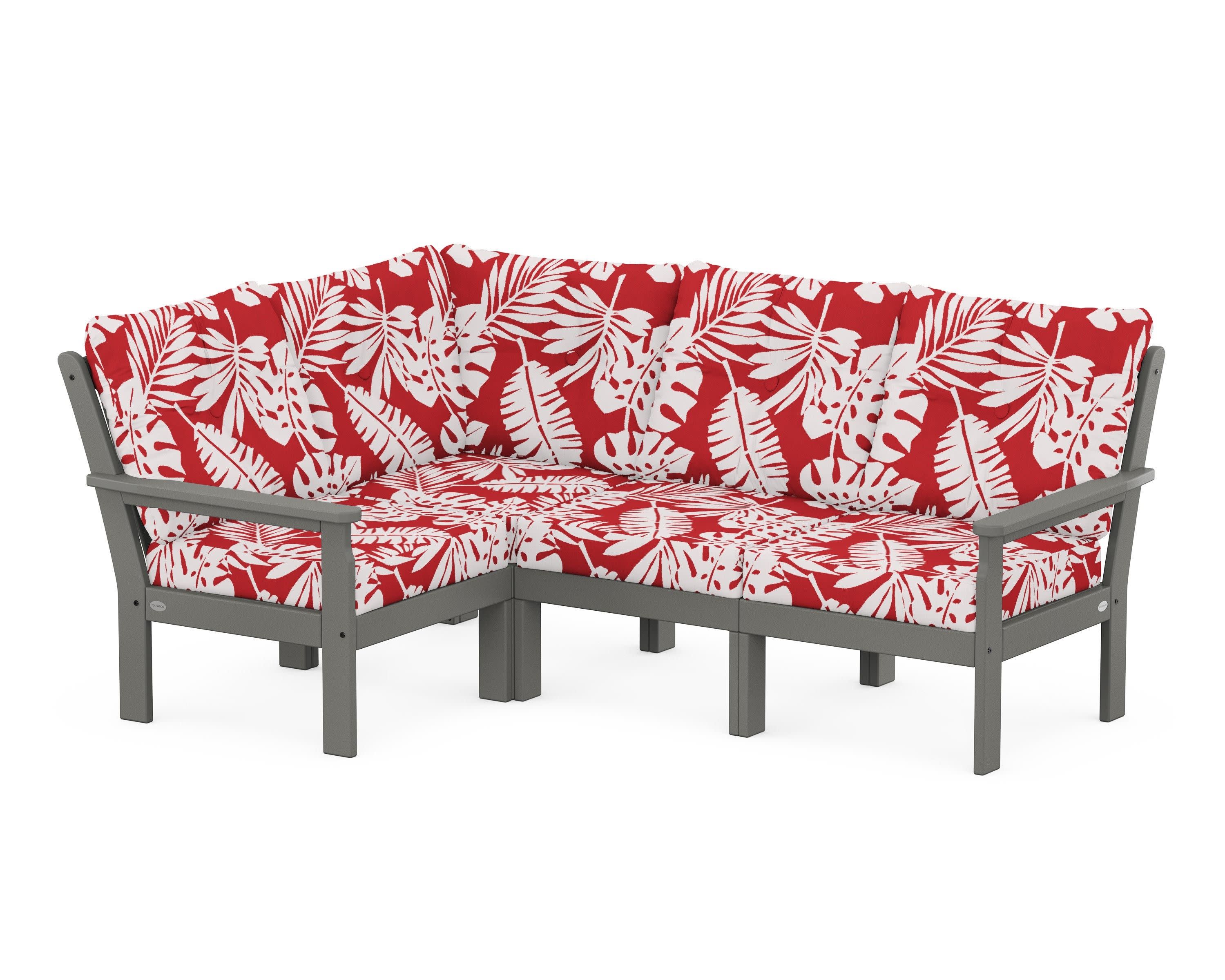 Vineyard 4-Piece Sectional in Slate Grey / Leaf Crimson
