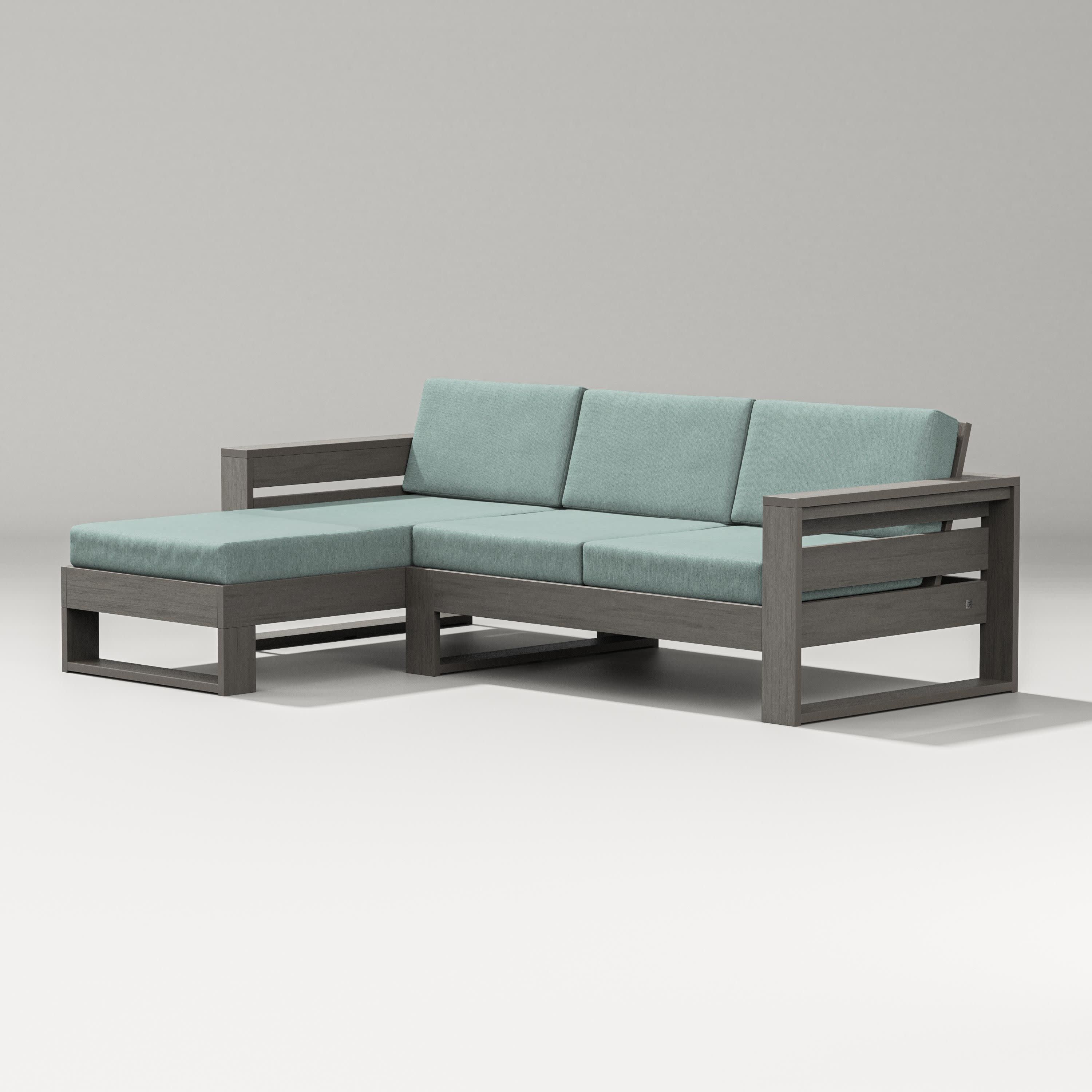 Latitude Left Chaise Sectional in Driftwood / Glacier Spa