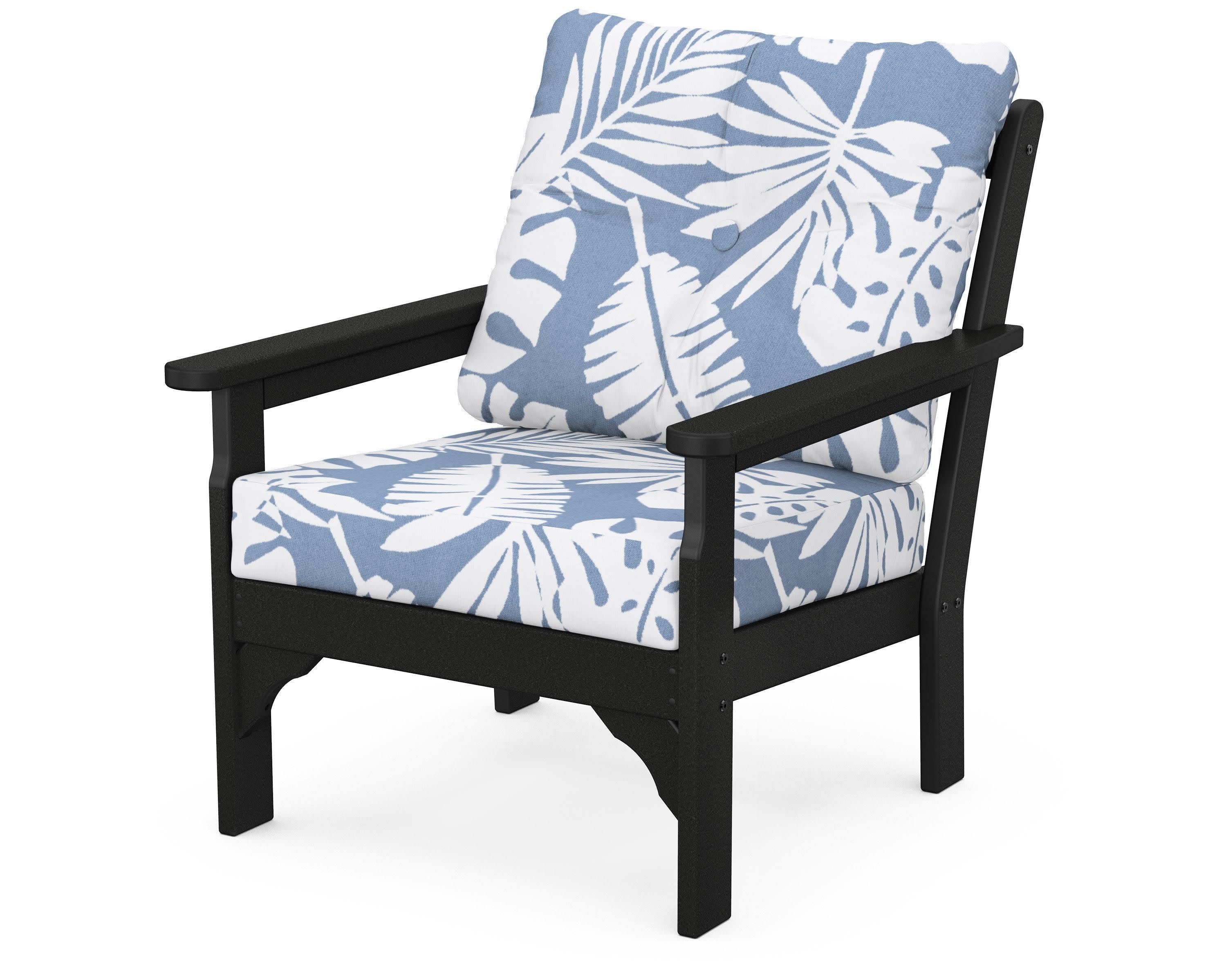 Vineyard Deep Seating Chair in Black / Leaf Sky Blue