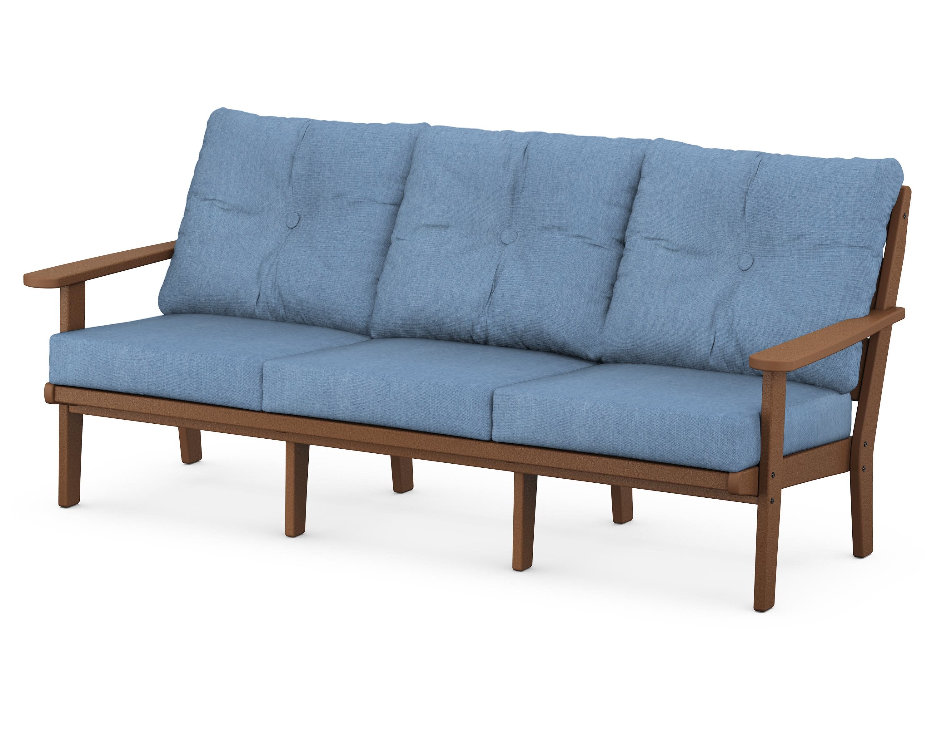 Lakeside Deep Seating Sofa in Teak / Sky Blue