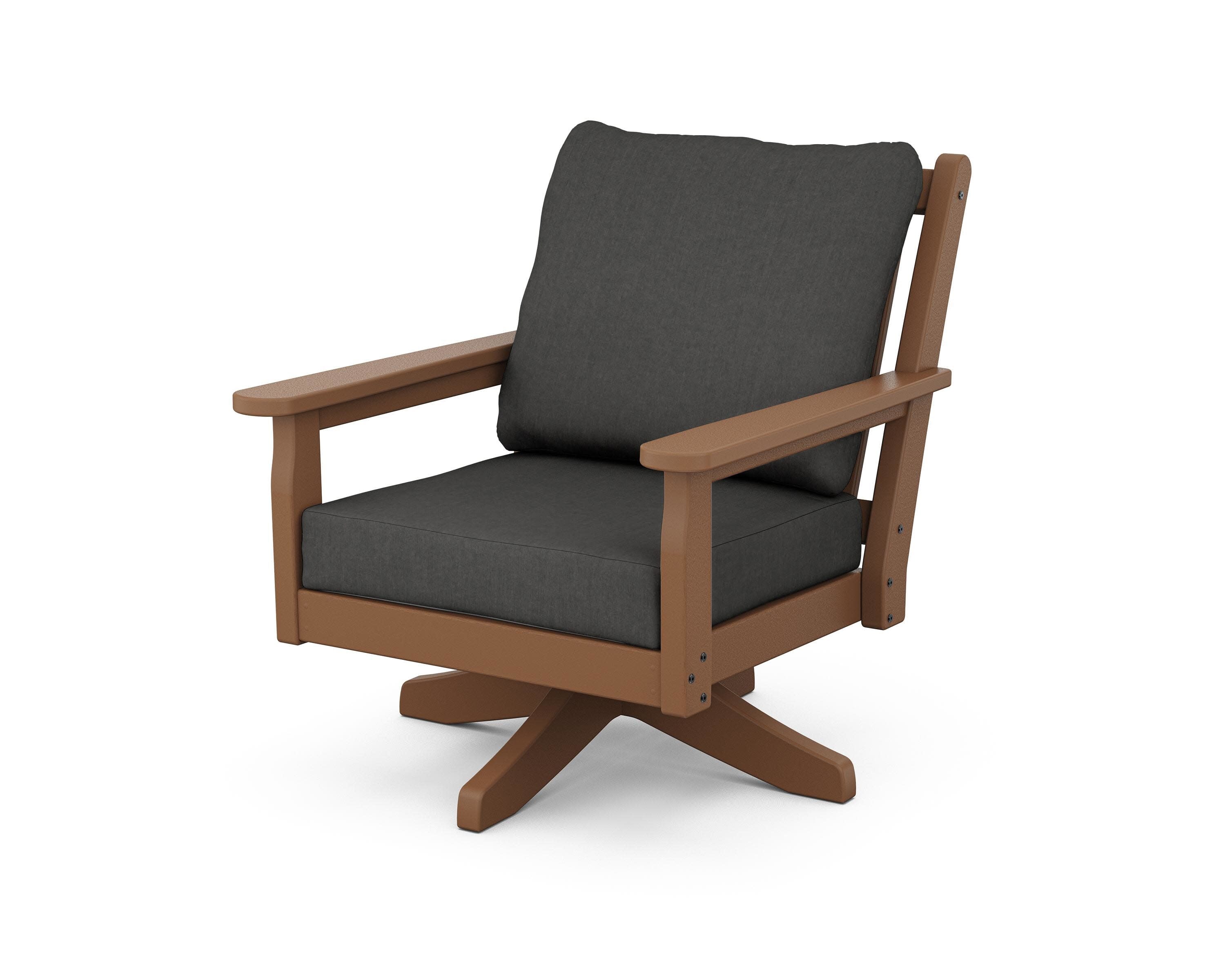 Chippendale Deep Seating Swivel Chair in Teak / Spectrum Carbon