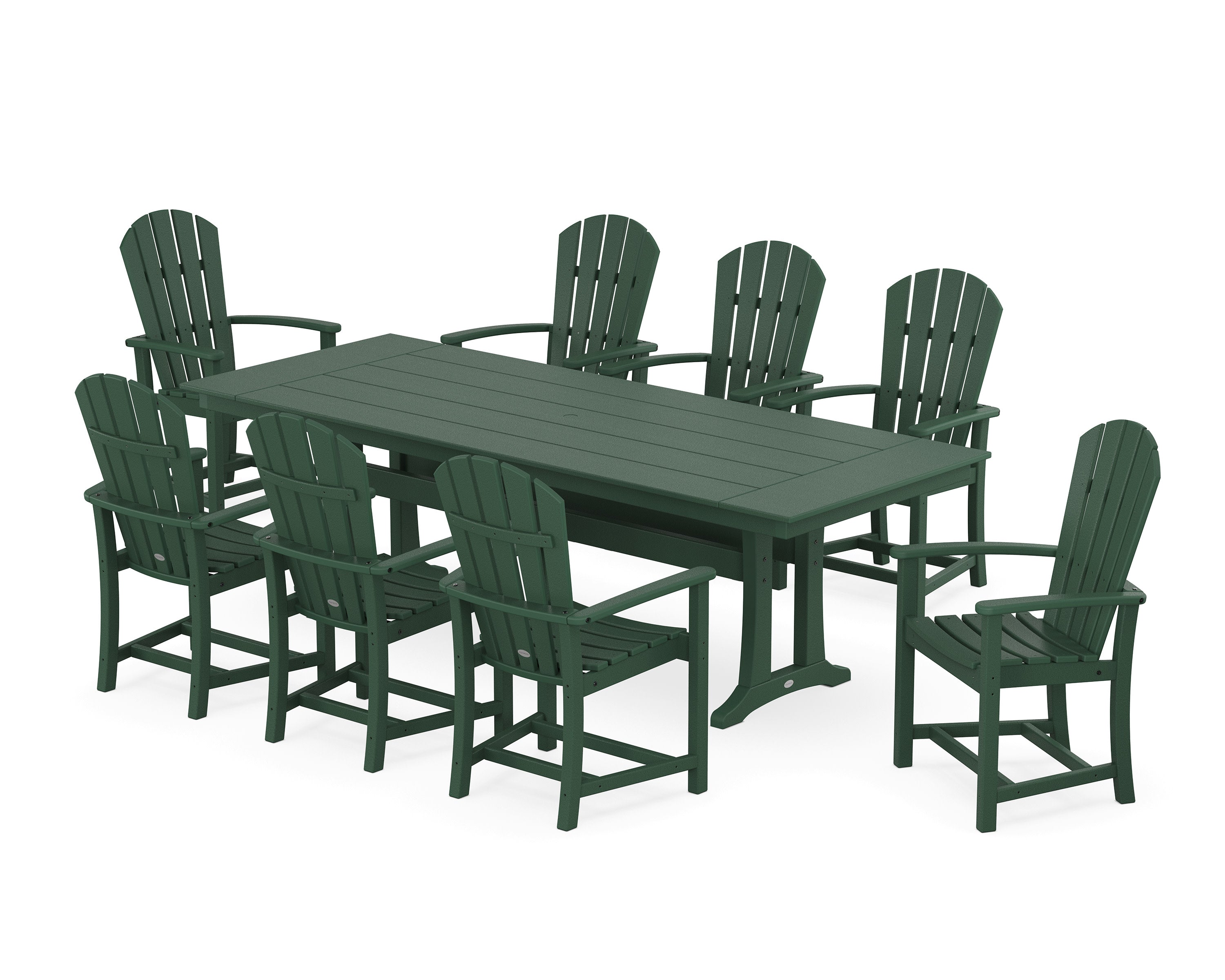 Palm Coast 9-Piece Farmhouse Dining Set with Trestle Legs in Green