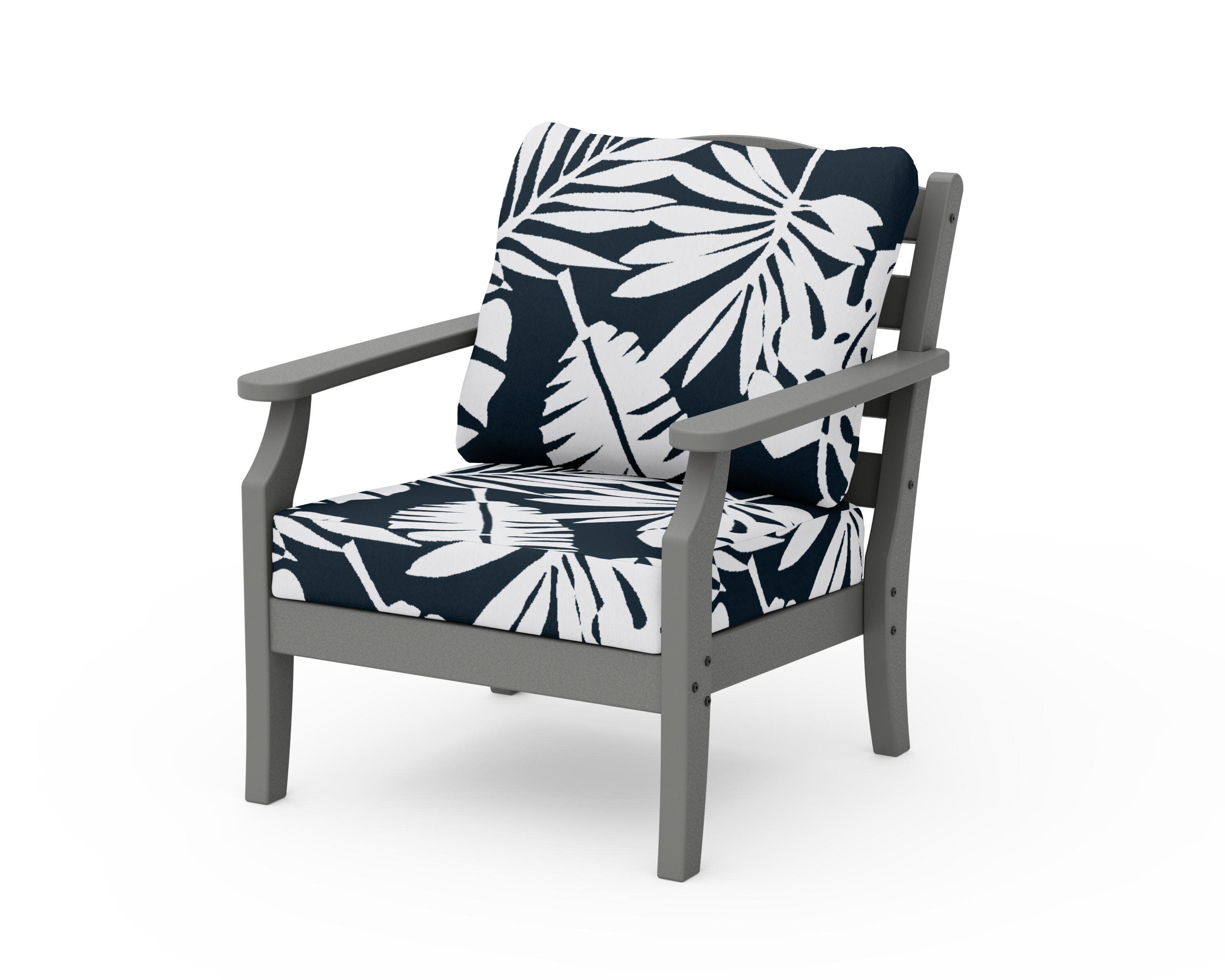 Savannah Deep Seating Chair in Slate Grey / Leaf Marine Indigo