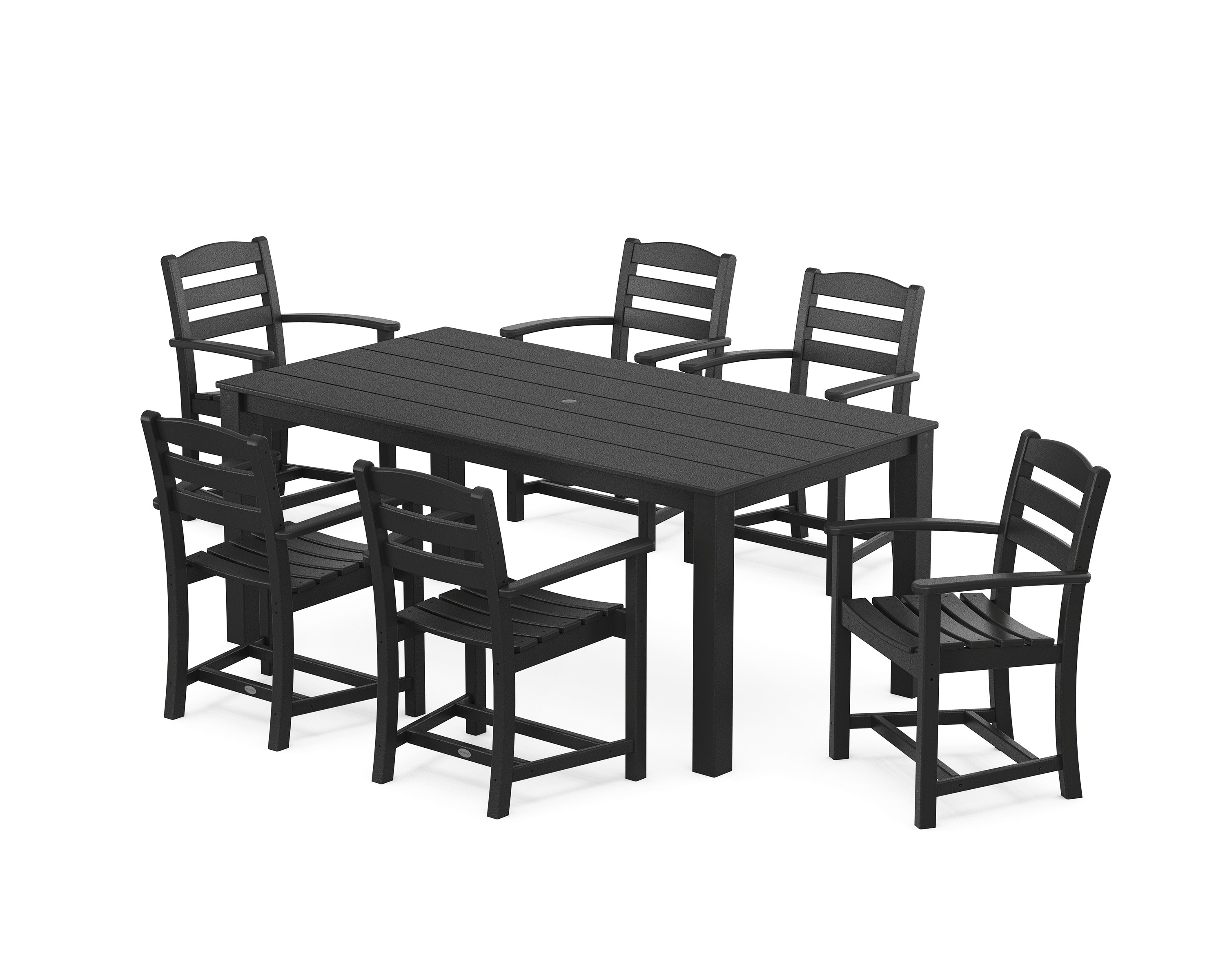 La Casa Cafe' Arm Chair 7-Piece Parsons Dining Set in Black