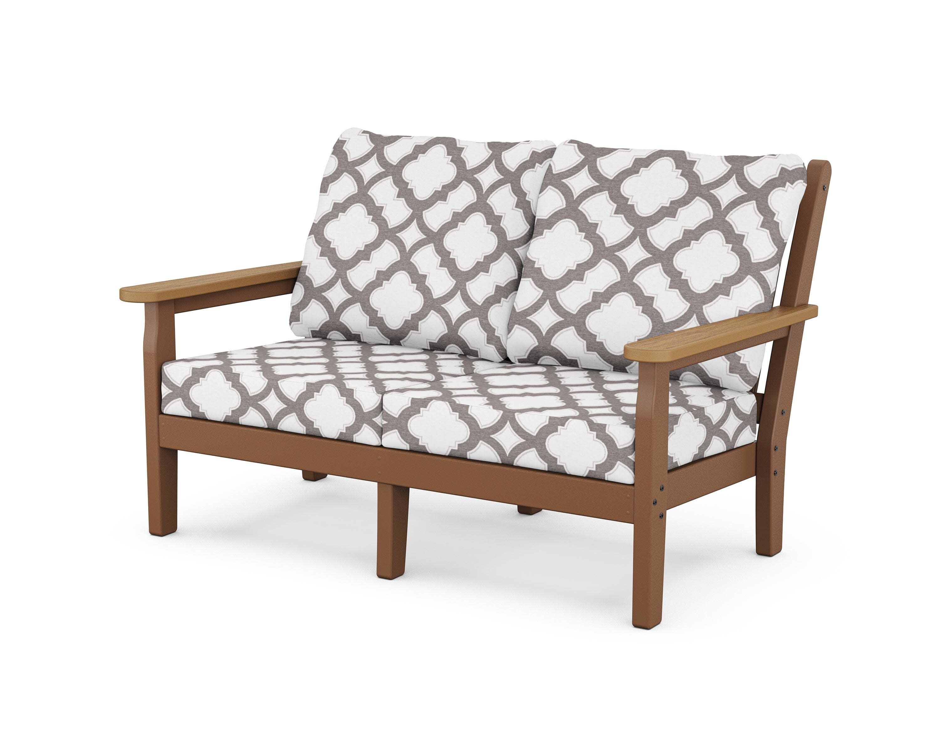 Chippendale Deep Seating Loveseat in Teak / Natural / Trellis Grey Mist