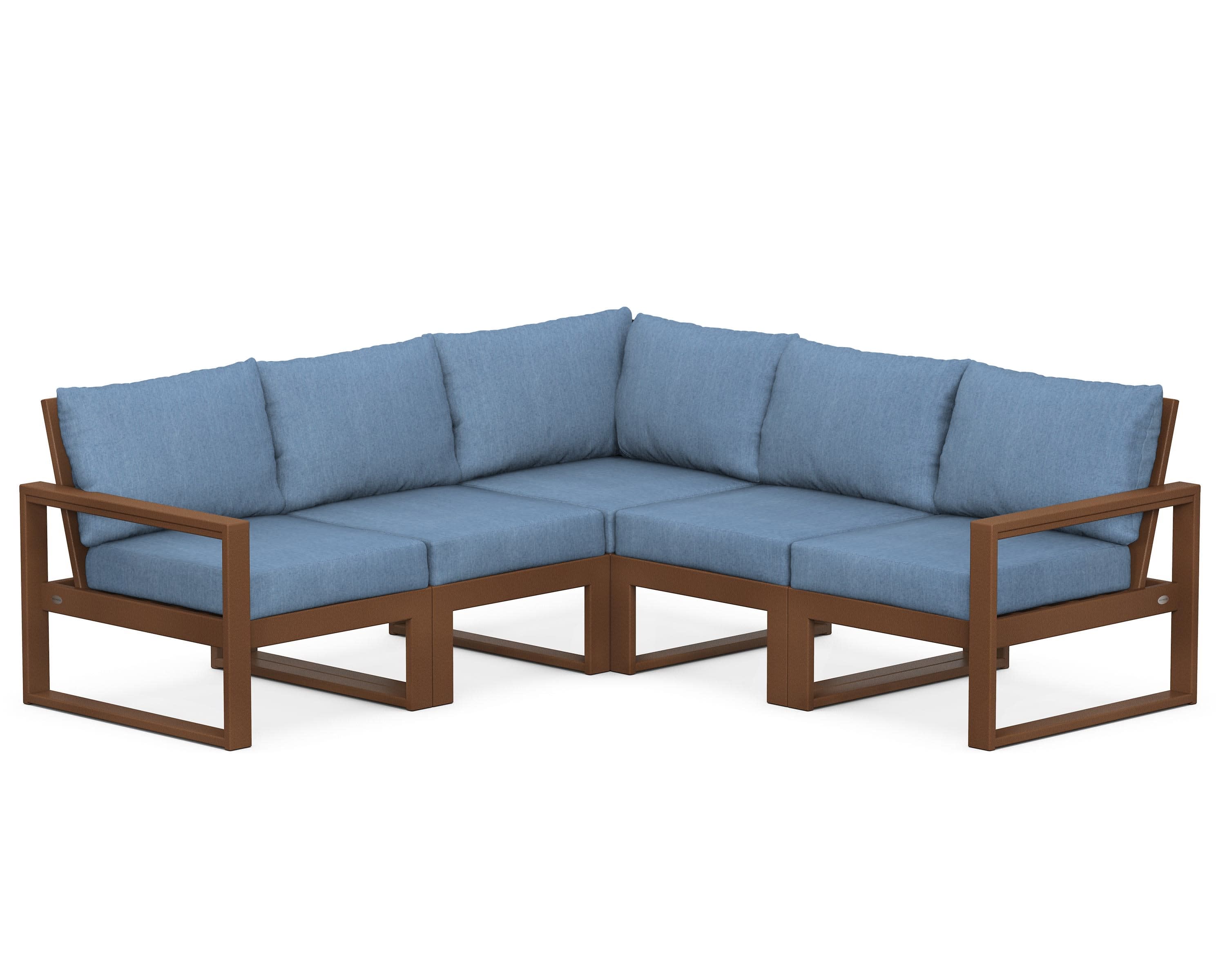 EDGE 5-Piece Modular Deep Seating Set in Teak / Sky Blue