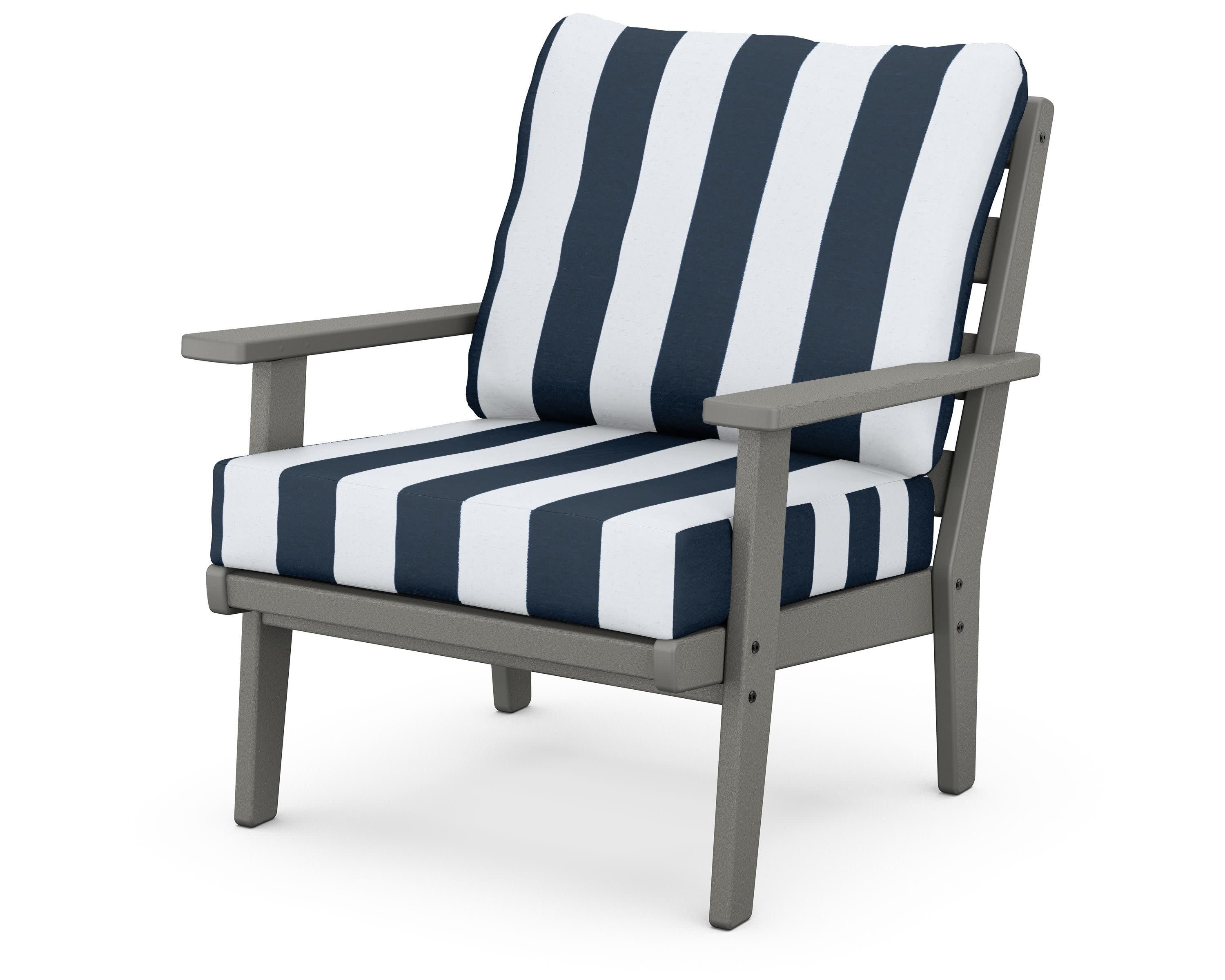 Grant Park Deep Seating Chair in Slate Grey / Cabana Stripe Marine Indigo